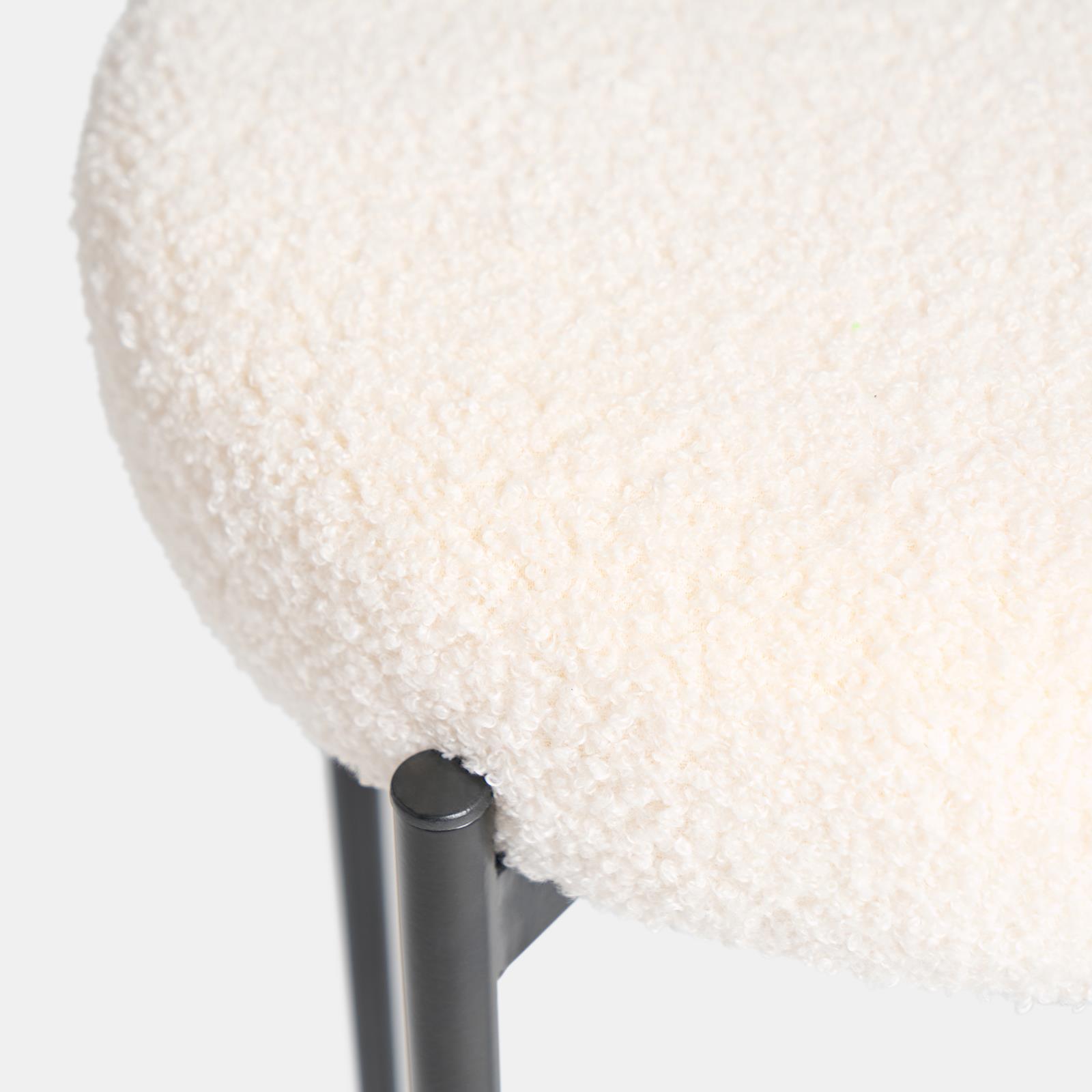OHS Boucle Round Stool Upholstered Makeup Vanity Padded Seat Sturdy Table Chair