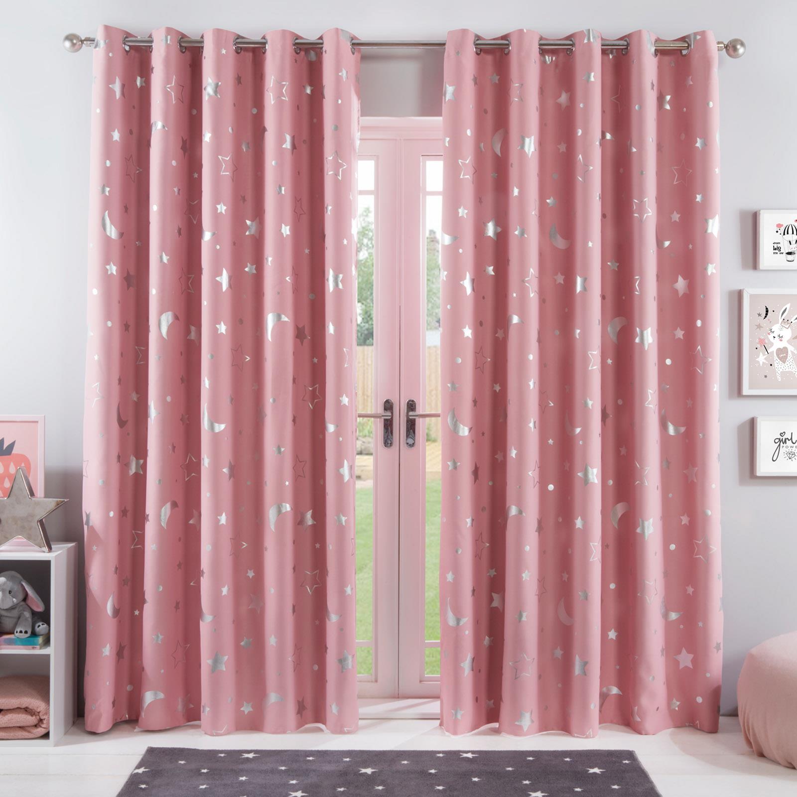 Dreamscene Star Thermal Blackout Curtains PAIR Eyelet Ready Made Kids Boys Girls 5027434122646
