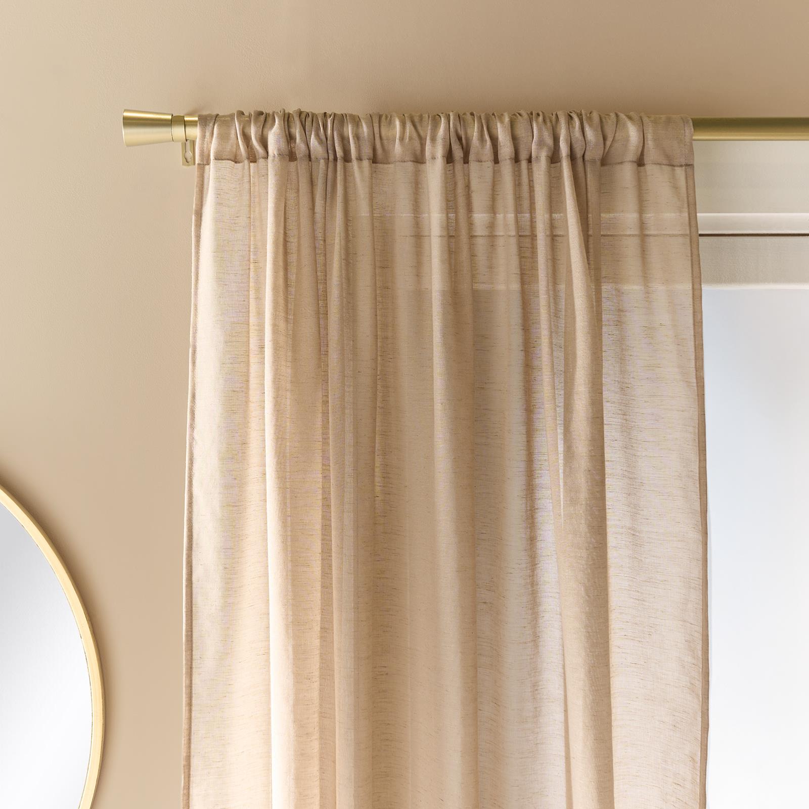 OHS Linen Look Voile Net Curtains 2 Panels Rod Slot Top Pair Home Set 55x87