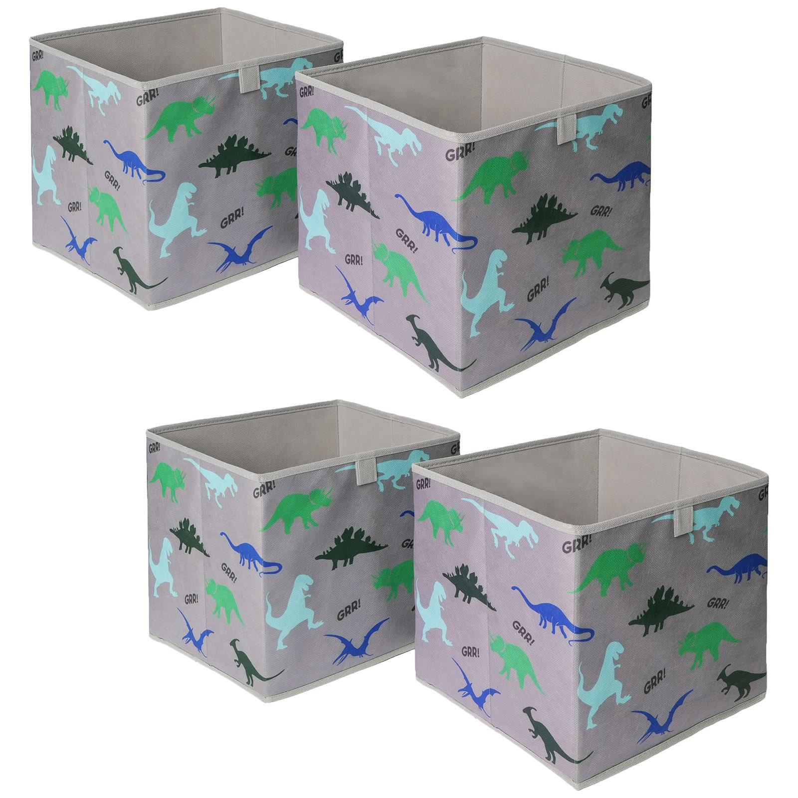 OHS Multi Pack Dinosaur Print Storage Boxes Folding Set Square Easy Space Cube