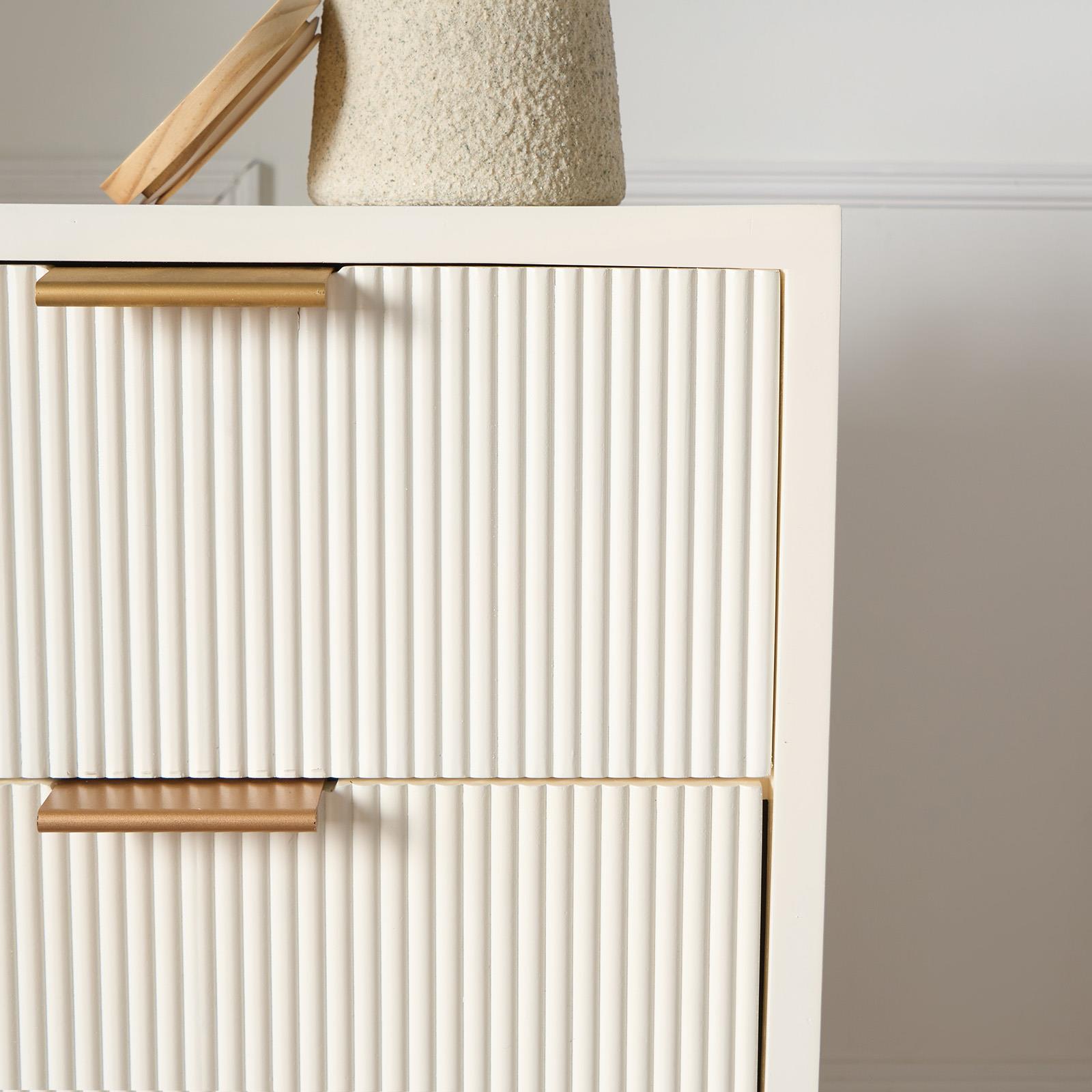 Ribbed Bedside Table Modern Bedroom 3/4 Draw Office Nightstand Living Room Unit - Picture 64 of 71