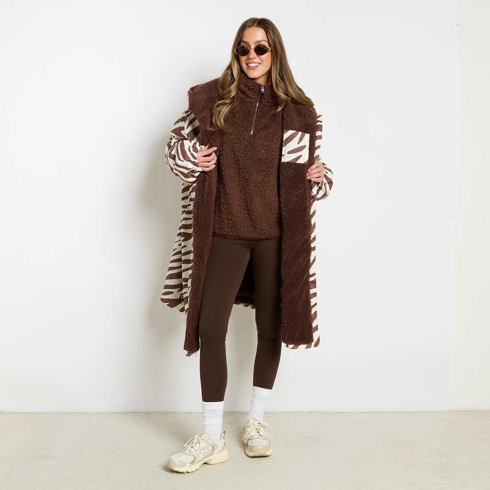 OHS Coat Drying Robe Animal Print Sherpa Lined Water Resistant Oversized