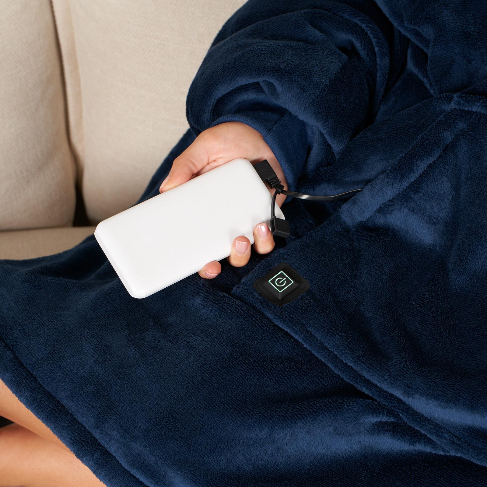 OHS Electric Heated Oversized Hoodie Blanket with Sleeves Wearable Sherpa Giant