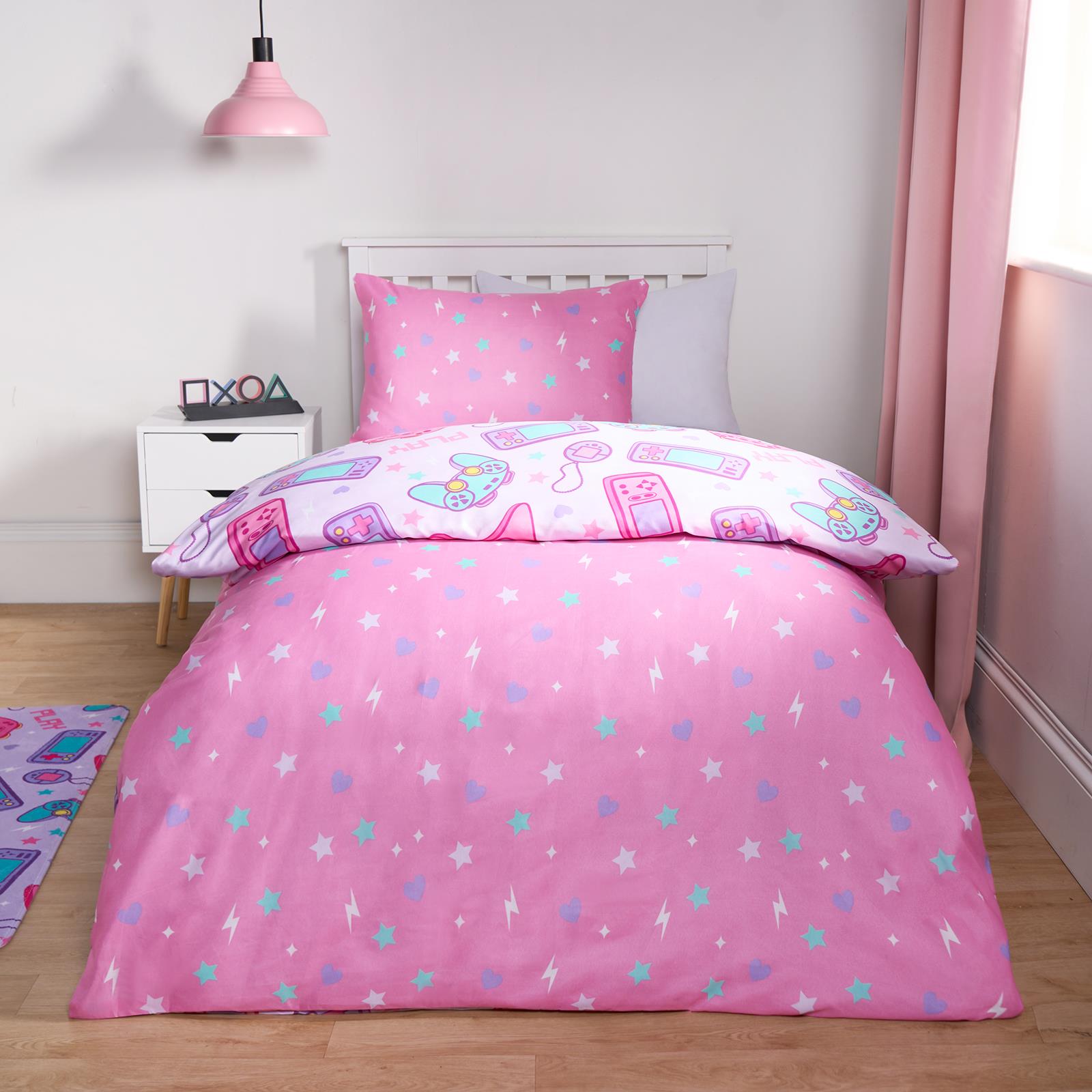 Gaming Duvet Cover Set Reversible Soft Quilt with Pillowcase Kids Bedding Single