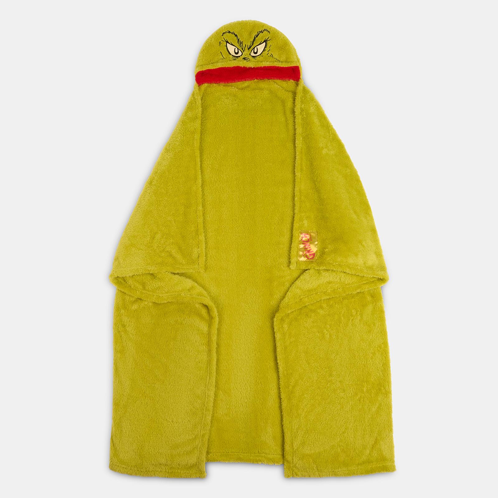 OHS x Grinch Throw Xmas Soft Fleece Novelty Hooded Blanket Thermal Bedspread