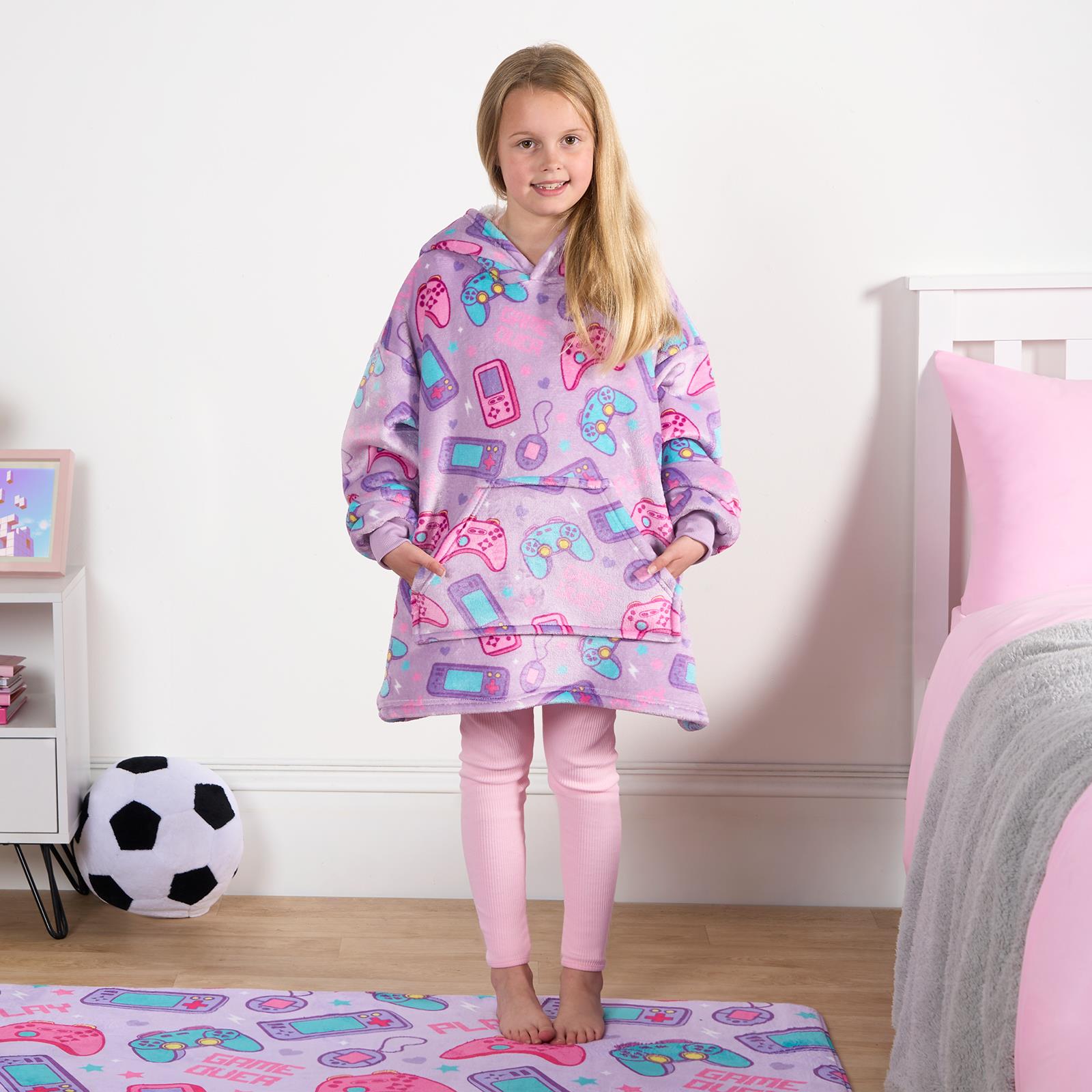 Kids Hoodie Blanket Oversized Sherpa Fleece Jumper Sweatshirt Soft Warm Throw - Picture 54 of 169