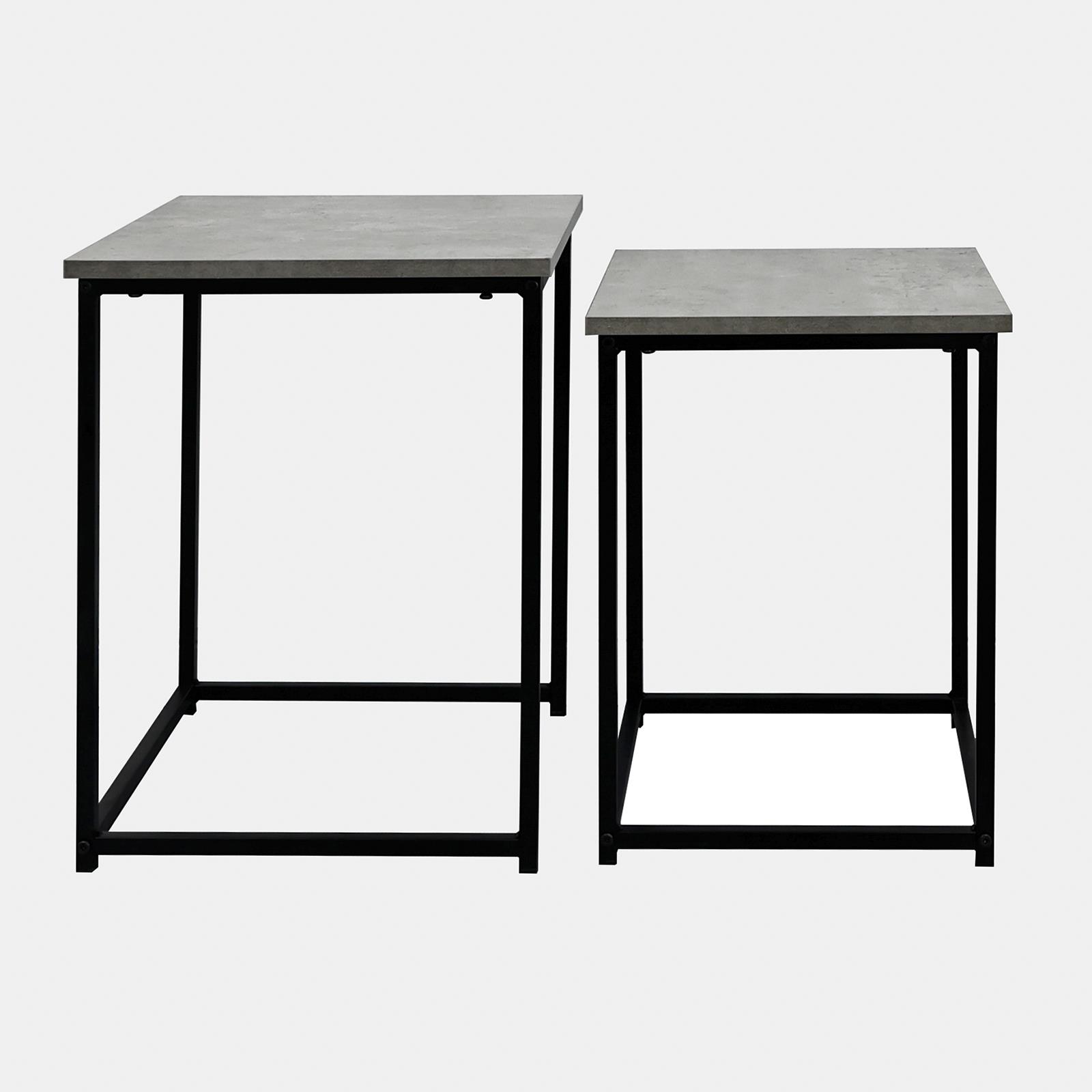 Nest of Tables Square Wood Top Modern End Side Living Room Home Decor Set of 2