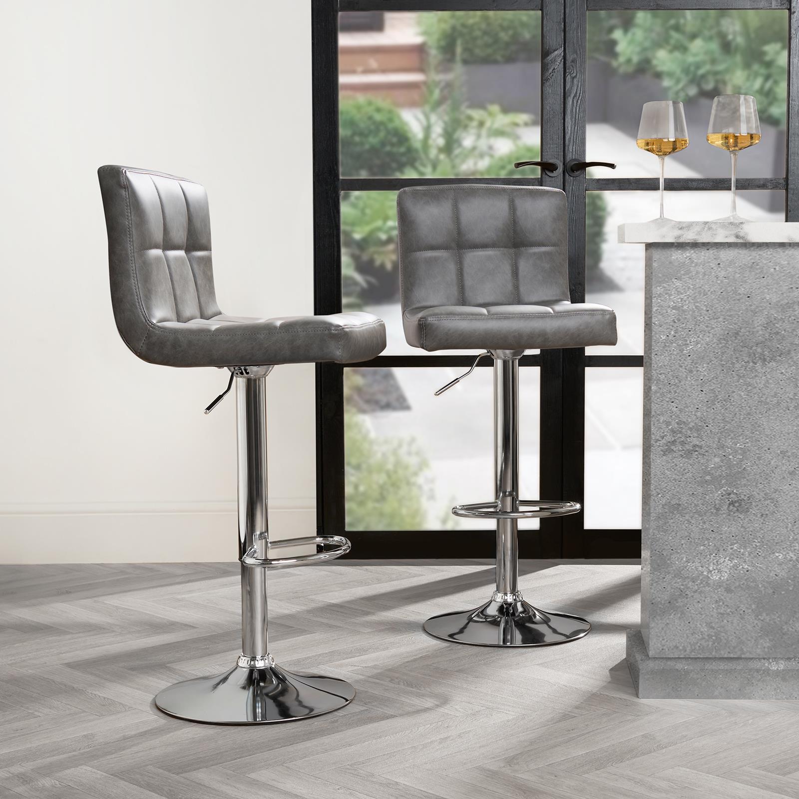 Bar Stool Faux Leather Adjustable 2 Kitchen Breakfast Counter Swivel Seat Chair