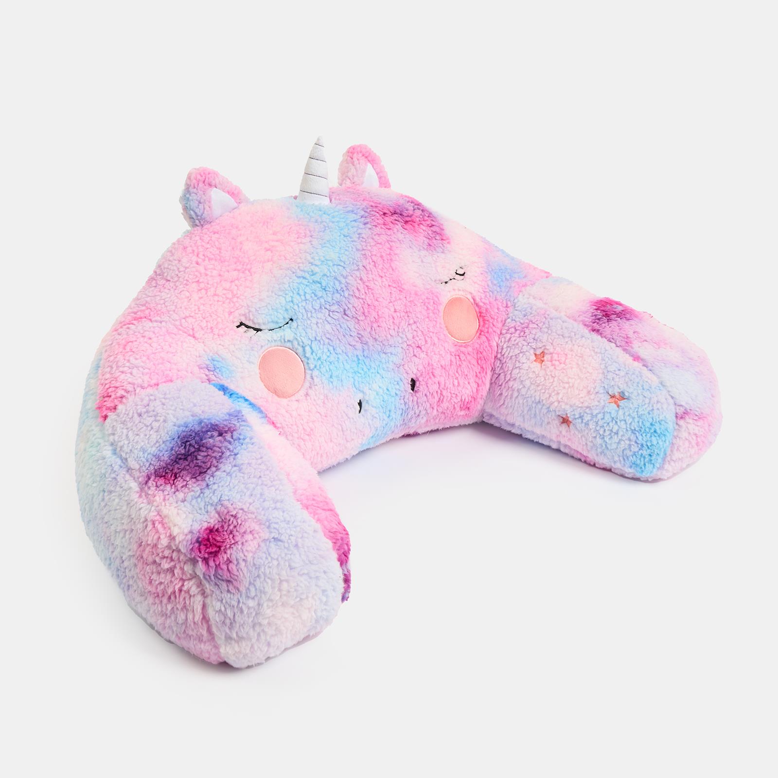 Unicorn Cuddle Cushion Teddy Fleece Reading Bed Pillow Chair Back Support Arms