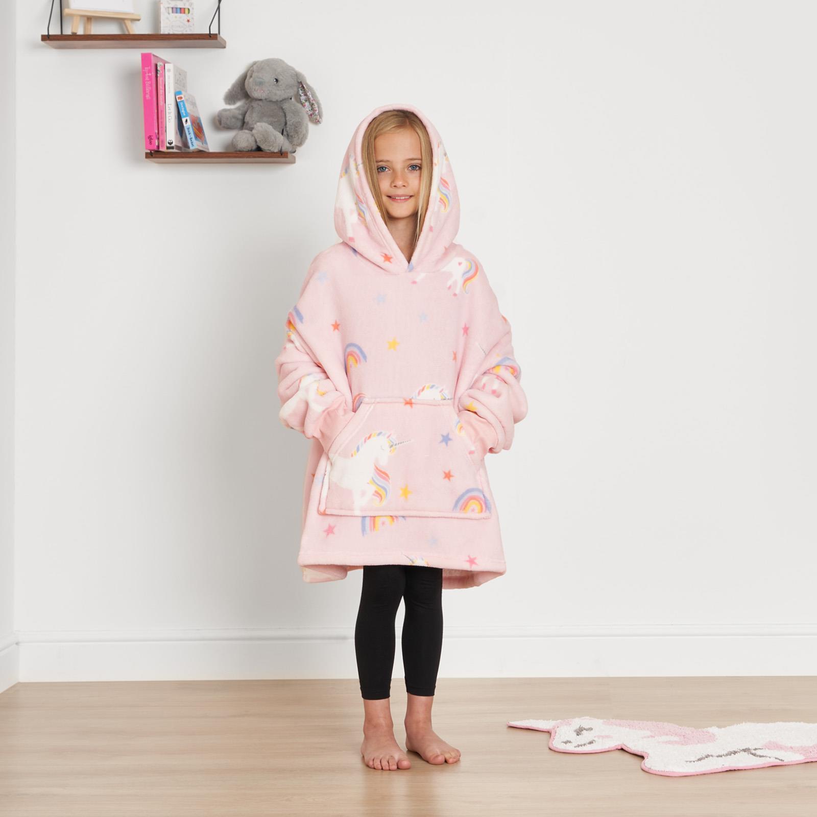 Kids Hoodie Blanket Oversized Sherpa Fleece Jumper Sweatshirt Soft Warm Throw - Picture 118 of 169