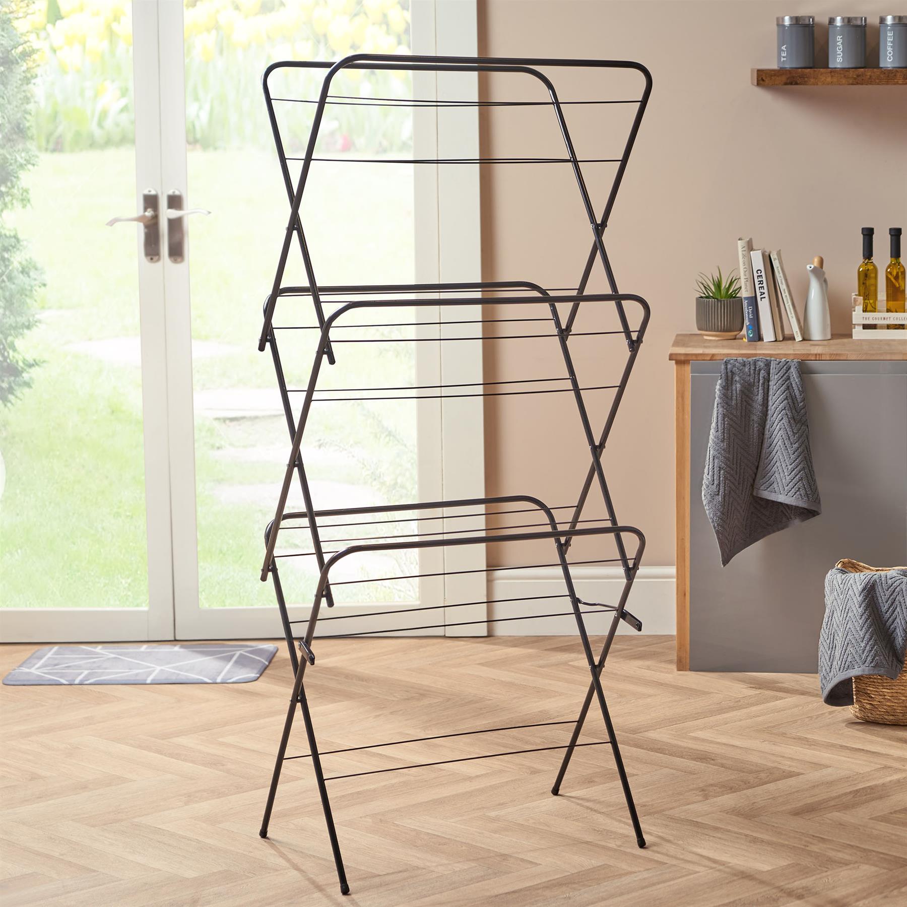 OHS 3 Tier Clothes Dryer Airer Foldable Clothing Drying Rack 15m