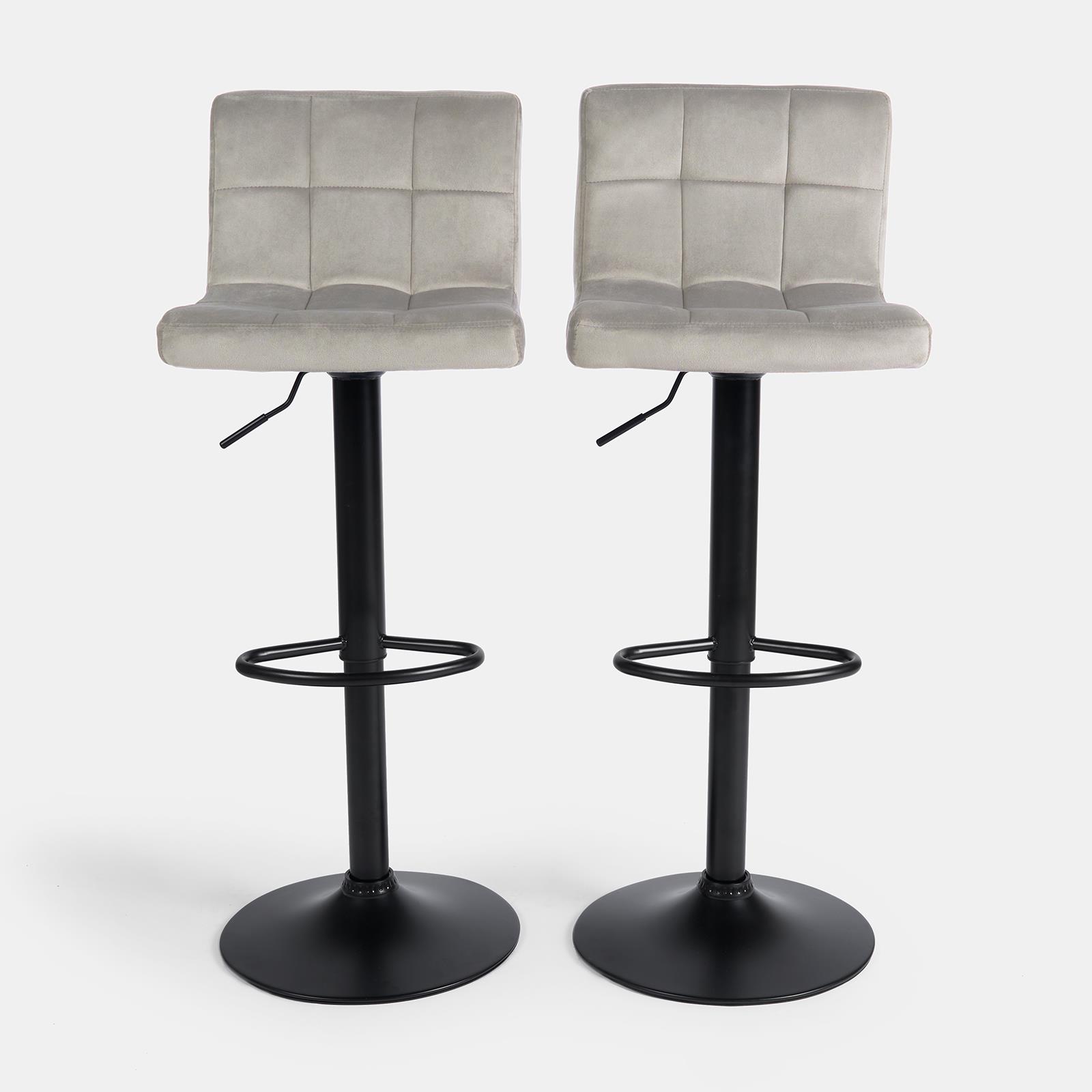 Adjustable Bar Stools x 2 Velvet Swivel Pub Seat Kitchen Breakfast Counter Chair - Picture 39 of 47