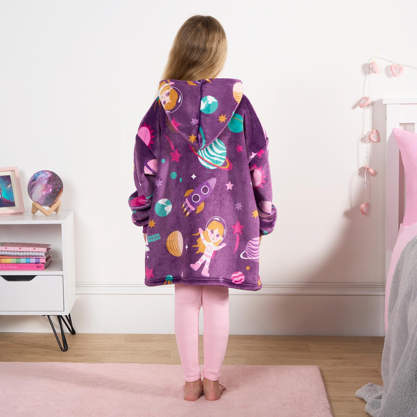 Kids Hoodie Blanket Oversized Sherpa Fleece Jumper Sweatshirt Soft Warm Throw - Picture 135 of 169
