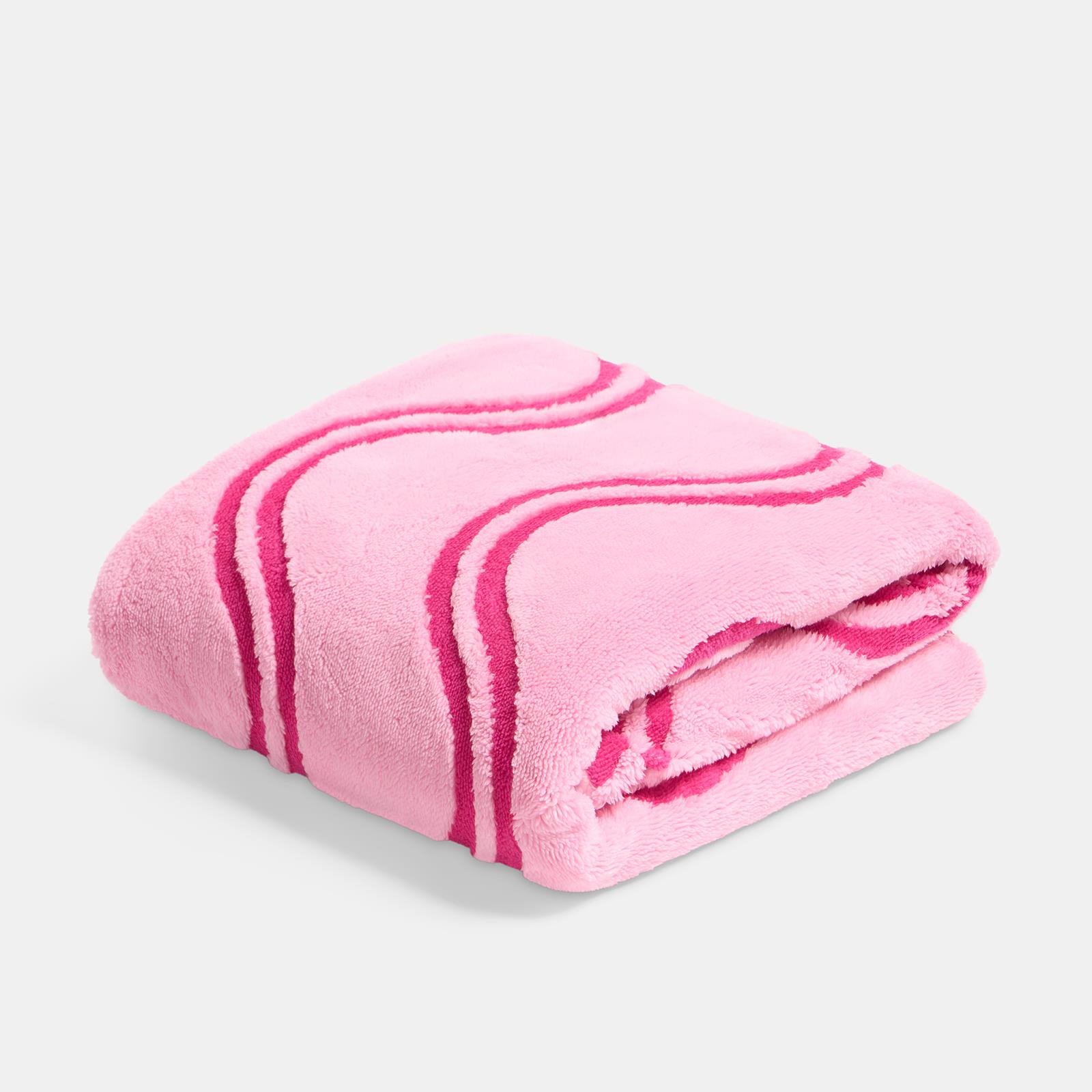 OHS Waves Throw Tufted Teddy Fleece Blanket Winter Soft Warm Bedspread