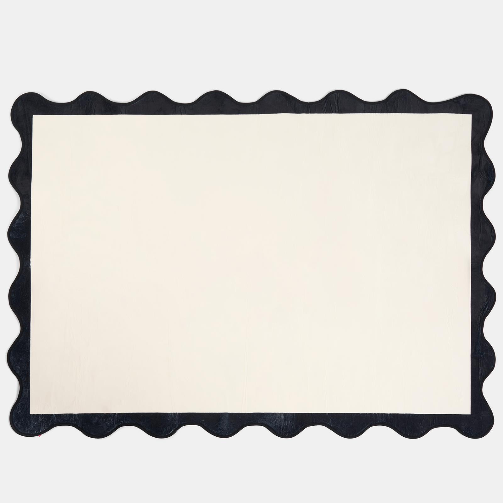 OHS Scallop Edge Rug Non Slip Soft Modern Carpet Living Room Bedroom
