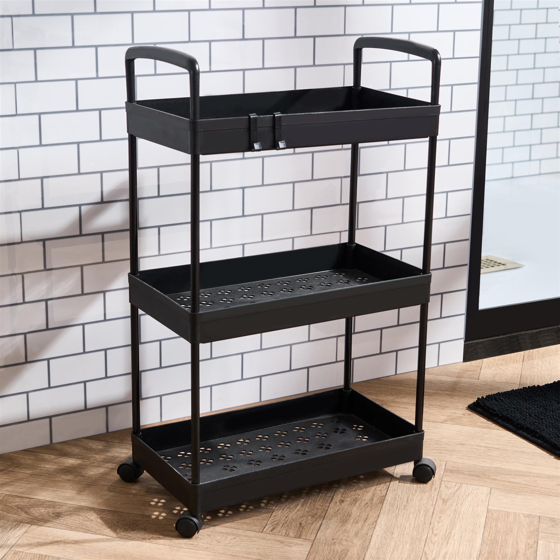 OHS Trolley Cart 3 Tier Roll Bathroom Storage Portable Kitchen Home Organiser