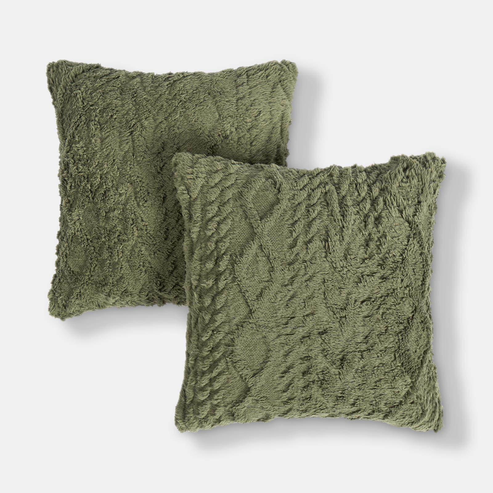 OHS Cable Knit Cushion Covers 2 Pack Sherpa Square Pillowcases Home Decor