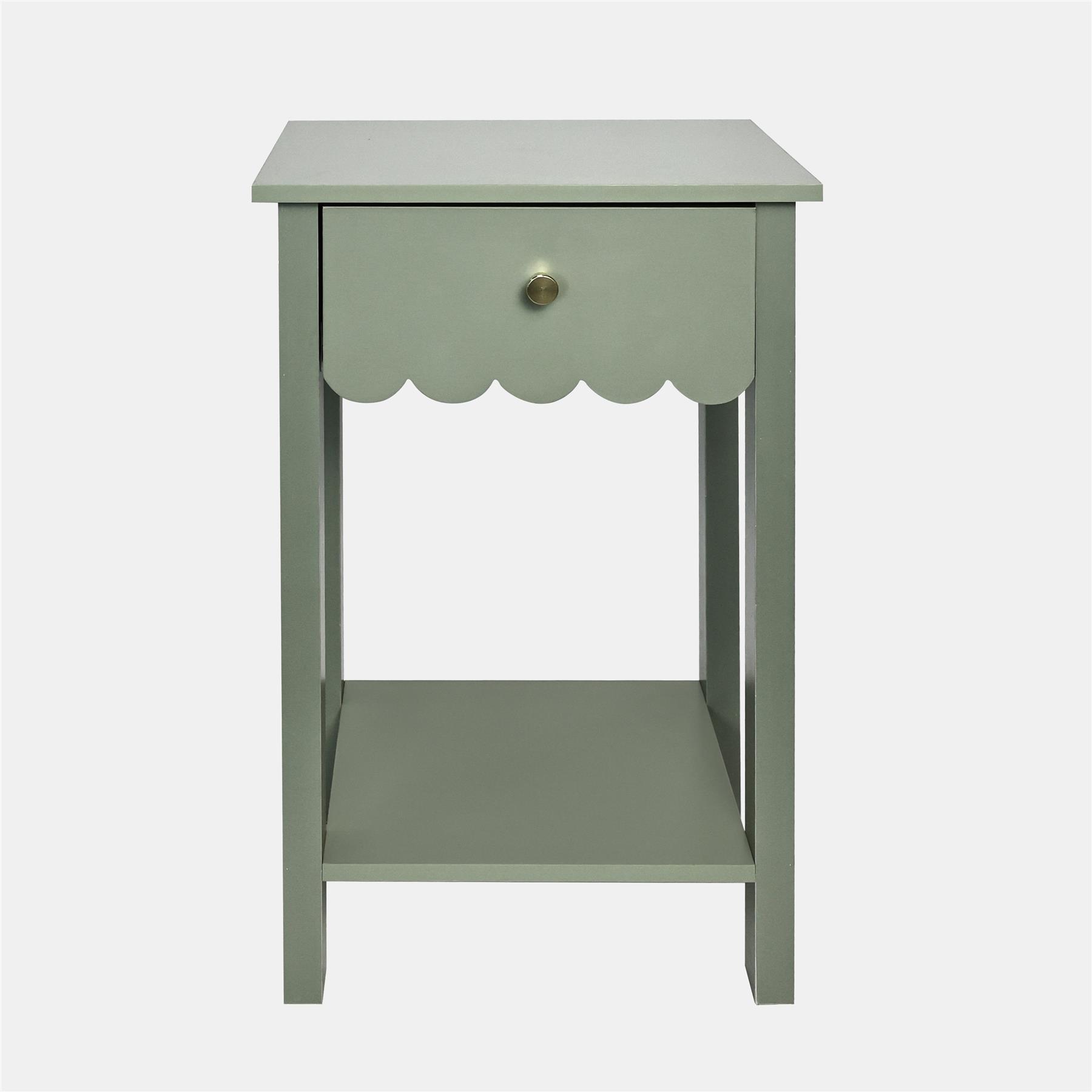 OHS Scallop Bedside Wood Nightstand 1 Drawer Storage Unit End Table Home Decor