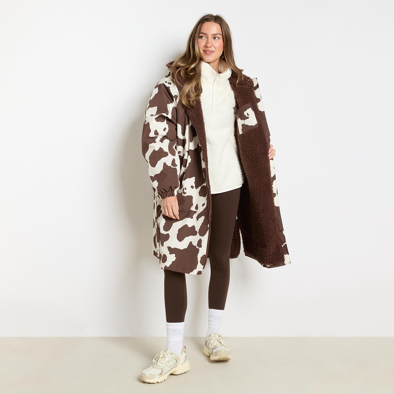 OHS Coat Drying Robe Animal Print Sherpa Lined Water Resistant Oversized