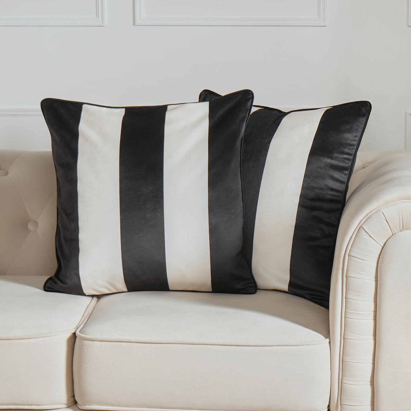 OHS Stripe Cushion Covers 2 Pack Matte Velvet Square Pillowcases Home Decor