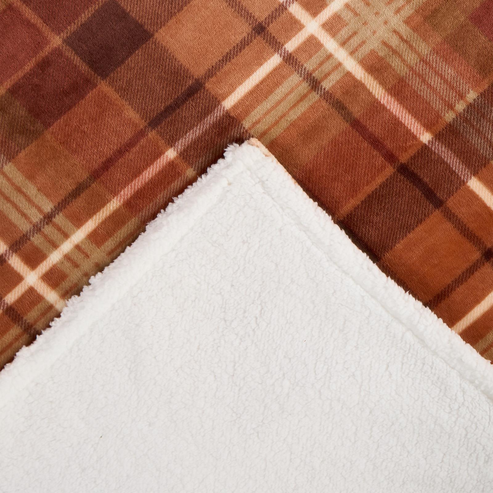 OHS Tartan Throw Sherpa Fleece Plush Flannel Blanket Warm Xmas Soft Bedspread