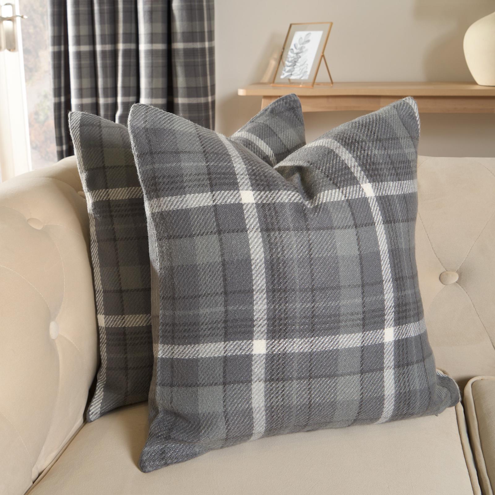 Woven Check Cushion Covers Tartan Pack of 2/4 Filled Case Pad Set 18