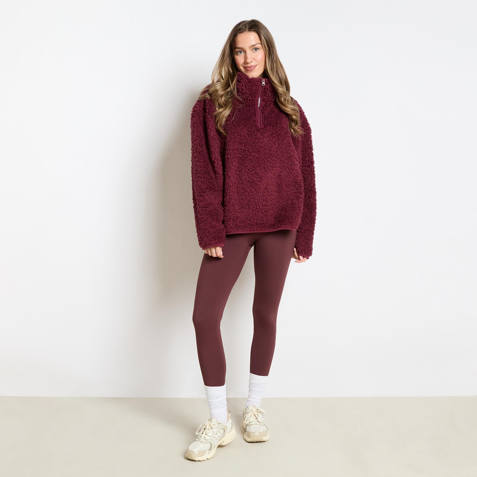 OHS Half Zip Hoodie Plain Thermal Teddy Fleece Winter Jumper Pullover Sweatshirt