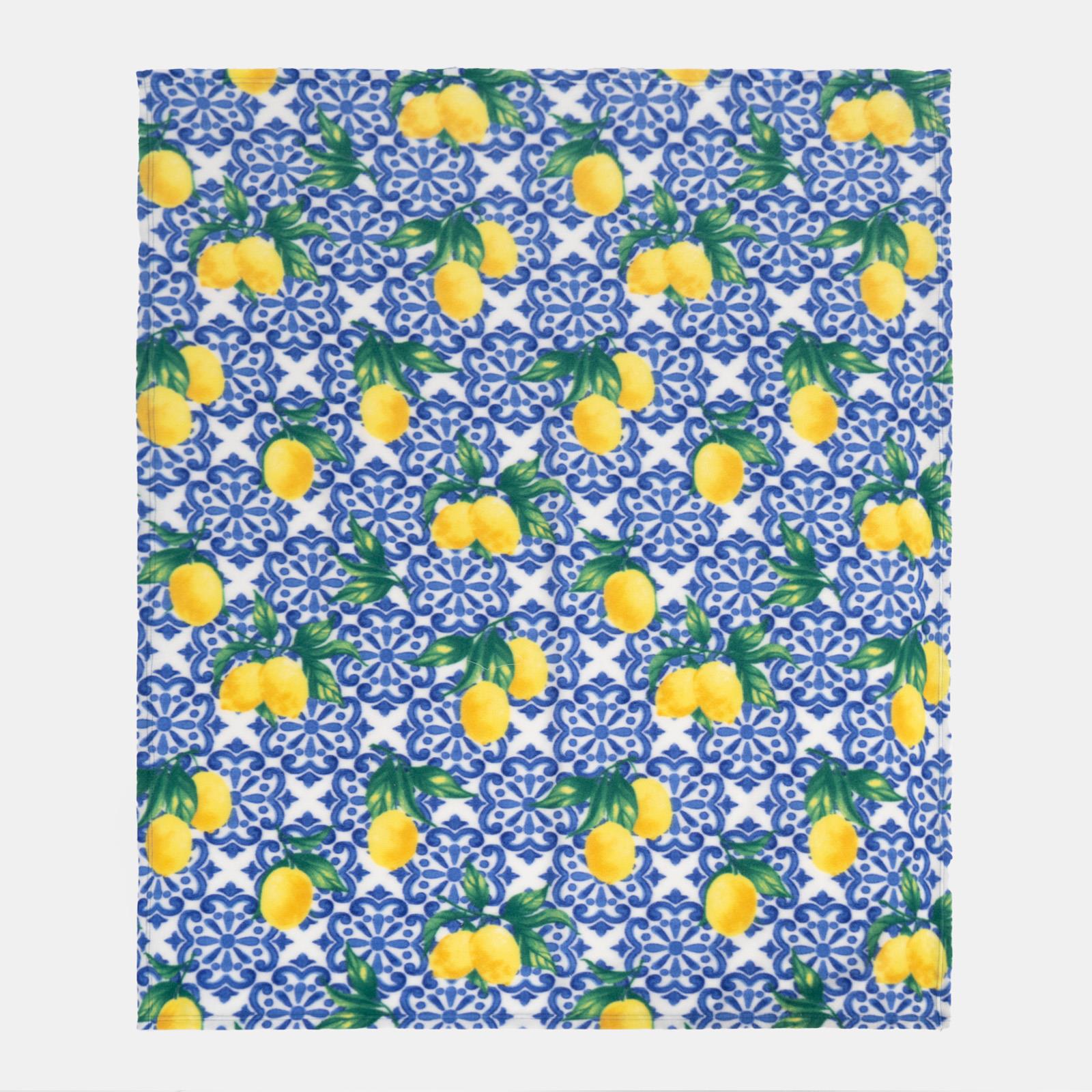 OHS Lemon Print Throw Soft Polar Fleece Lightweight Blanket - 120 x 150cm