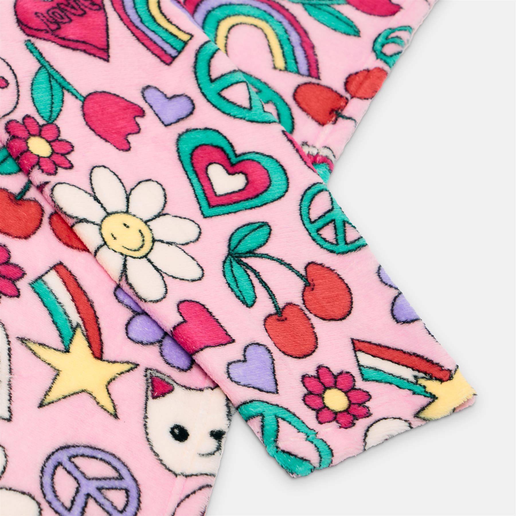 OHS Kids TV Blanket Positive Vibes Print Coral Fleece Winter Soft Wearable Throw