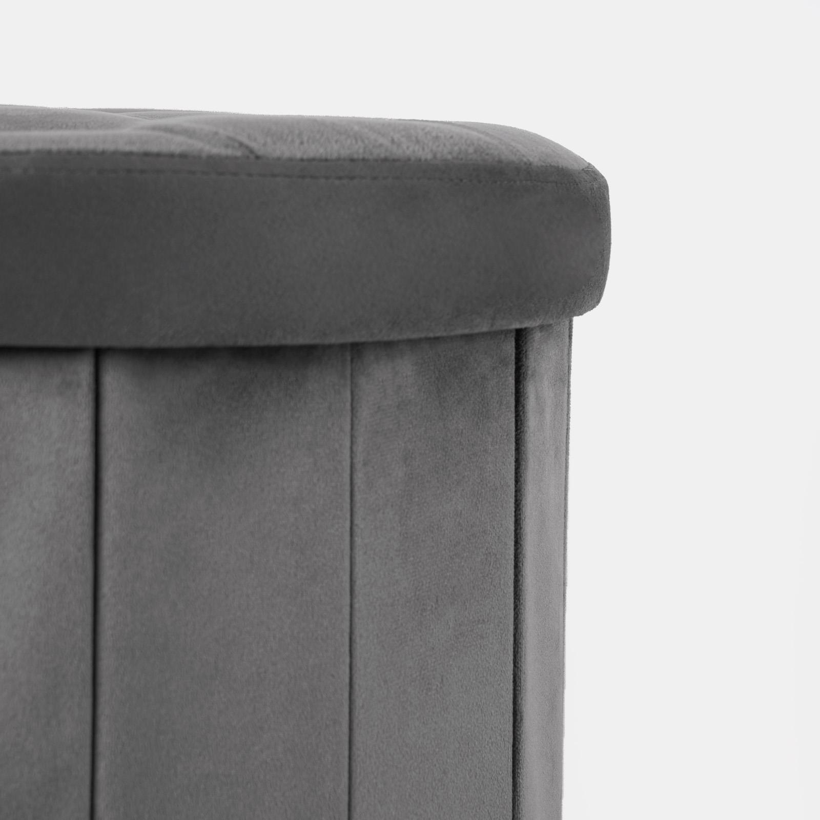OHS Folding Ottoman Storage Box Footstool Tub Space Saving Velvet Seat