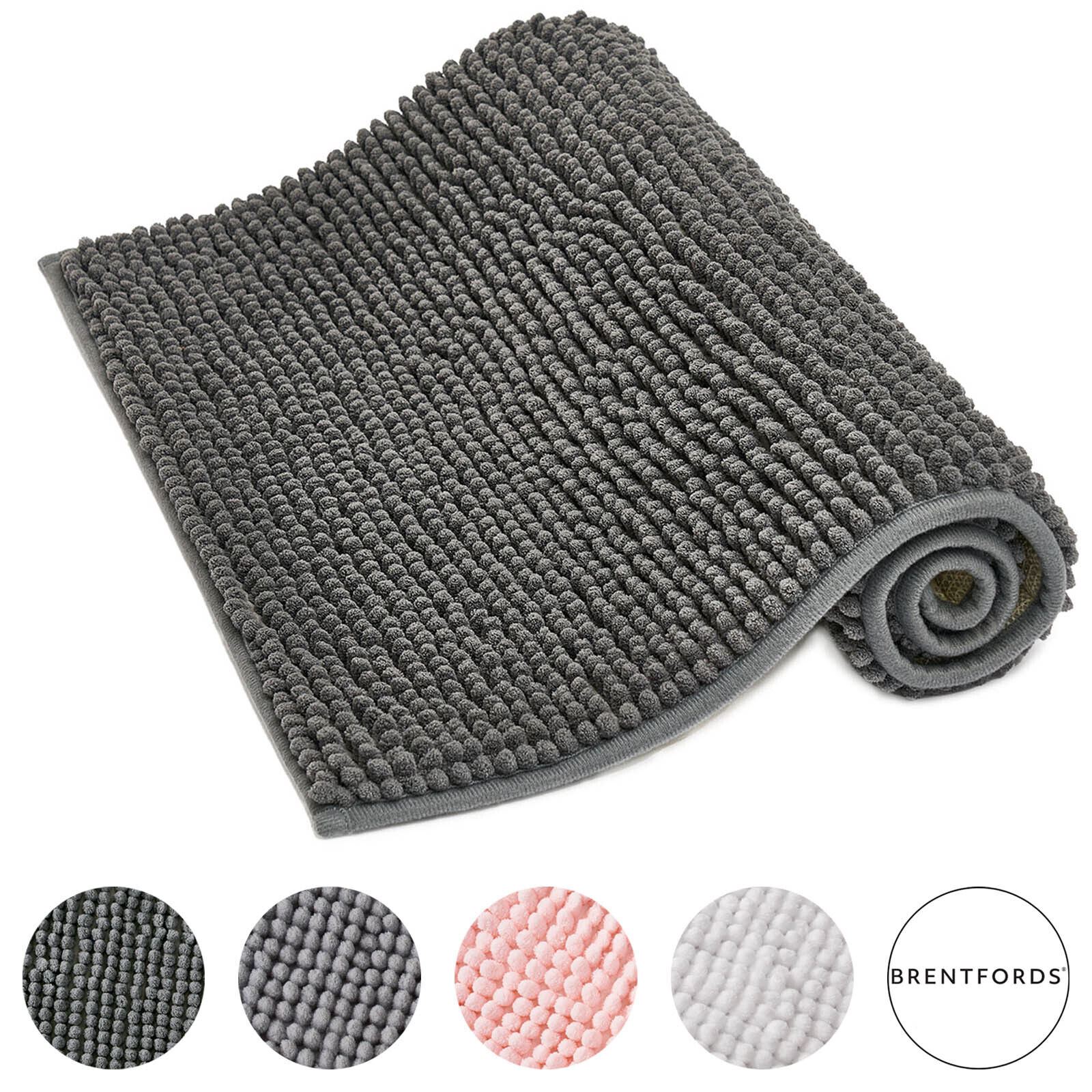 Brentfords Noodle Bath Mat Non Slip Shower Soft Highly Absorbent Chenille Shaggy