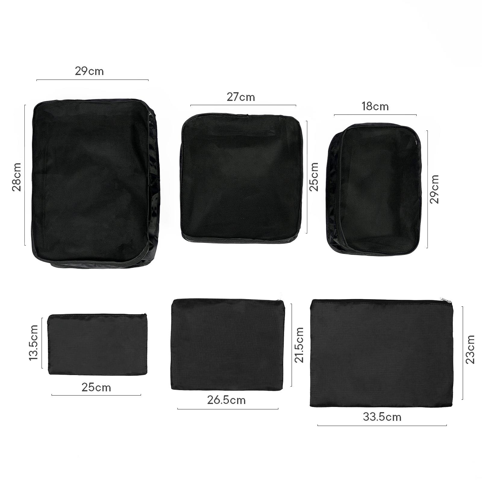 OHS Travel Bag Packing Cube Set Hand Luggage Suitcase Pouch Organiser 10pc Black