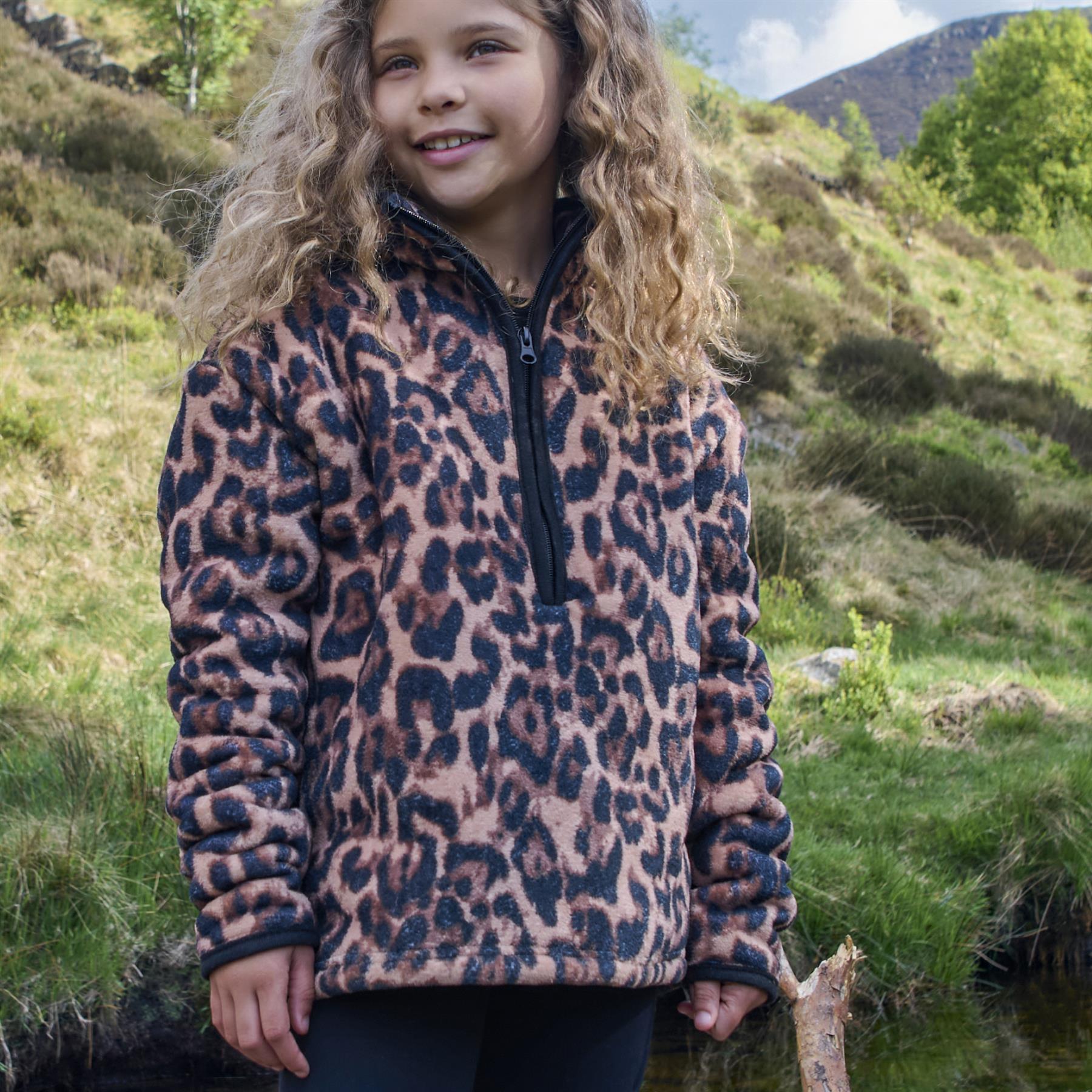 OHS Half Zip Hoodie Kids Print Oversized Sherpa Jumper Pullover Sweatshirt