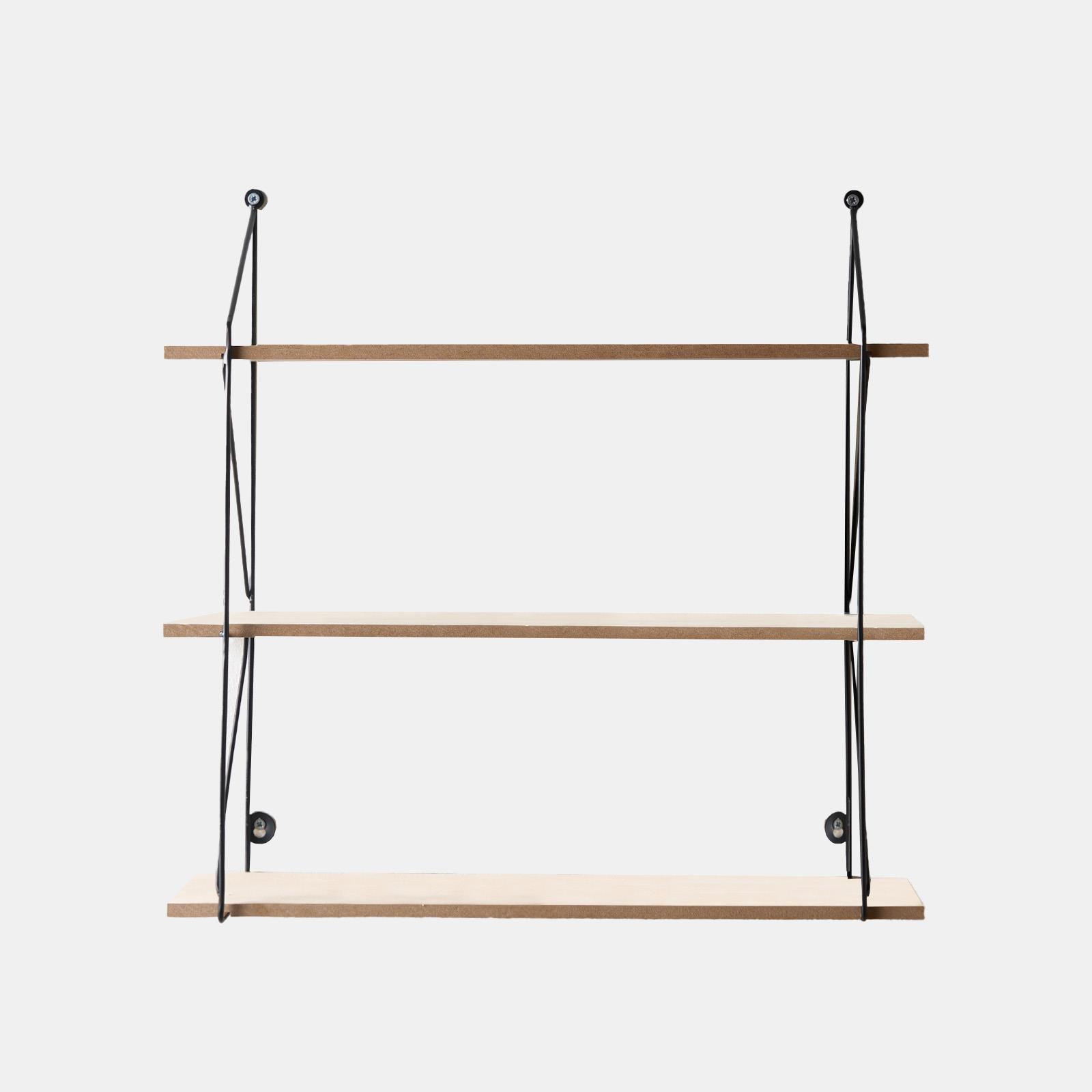 3 Tier Wooden Shelving Wall Display Wire Modern Organiser Home Storage Office