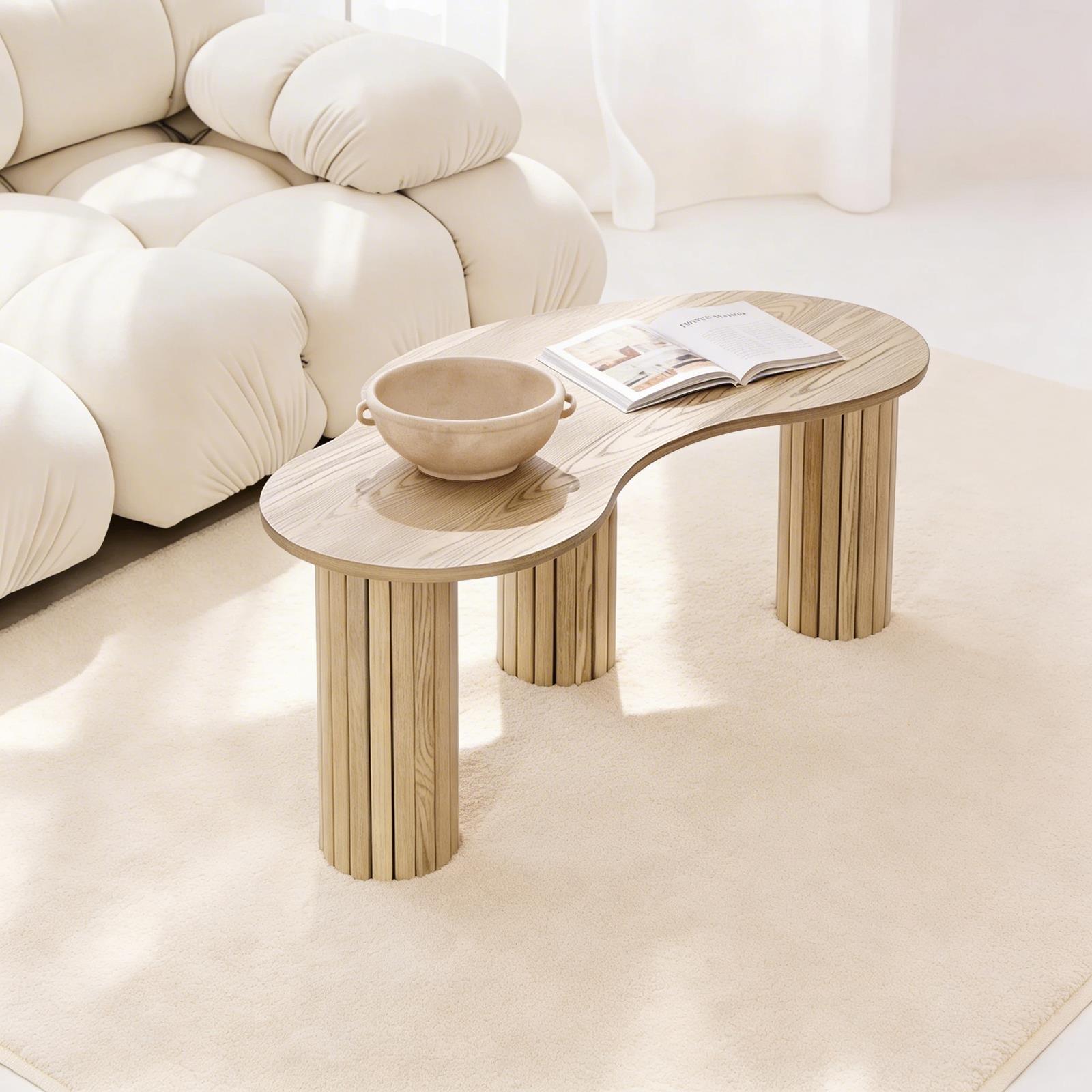 OHS Madison Coffee Table Ribbed MDF Irregular Living Room Home Decor