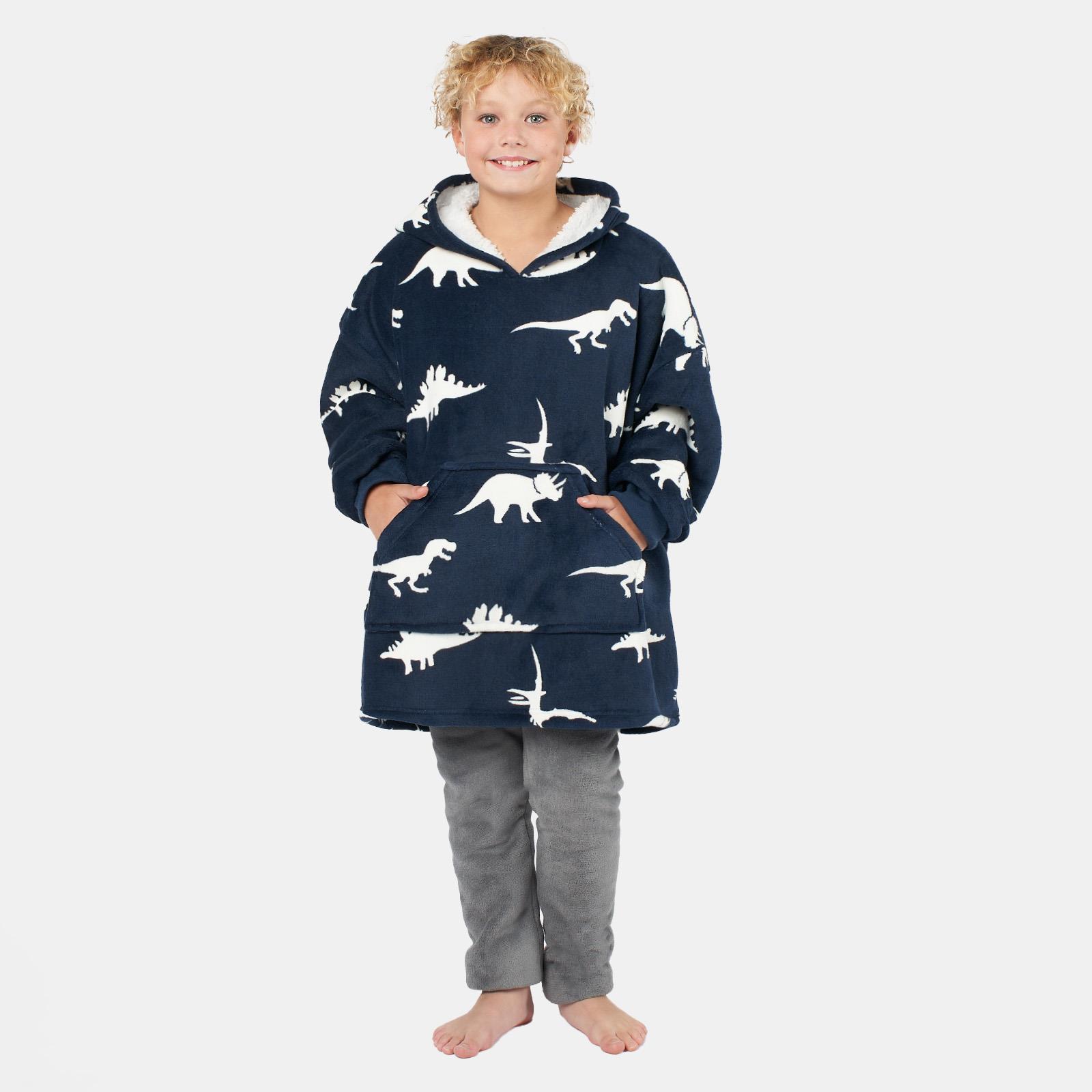 Kids Hoodie Blanket Oversized Sherpa Fleece Jumper Sweatshirt Soft Warm Throw - Picture 90 of 169