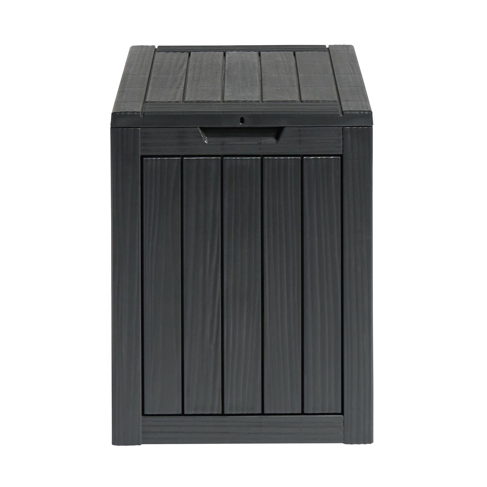OHS Garden Storage Box Weather Resistant Plastic Wood Effect Outdoor Organiser