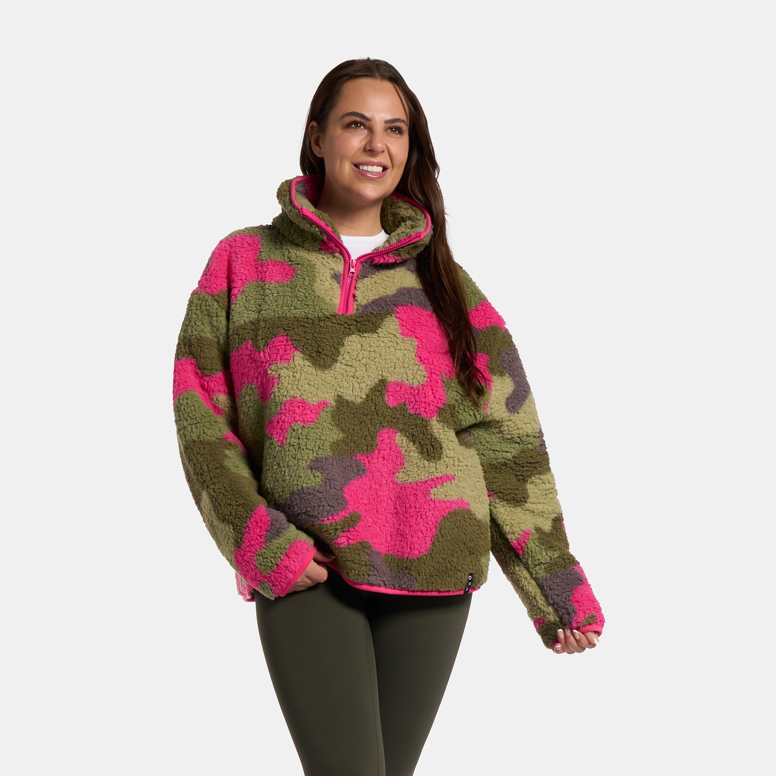 OHS Camo Half Zip Hoodie Teddy Fleece Winter Thermal Jumper Pullover Sweatshirt