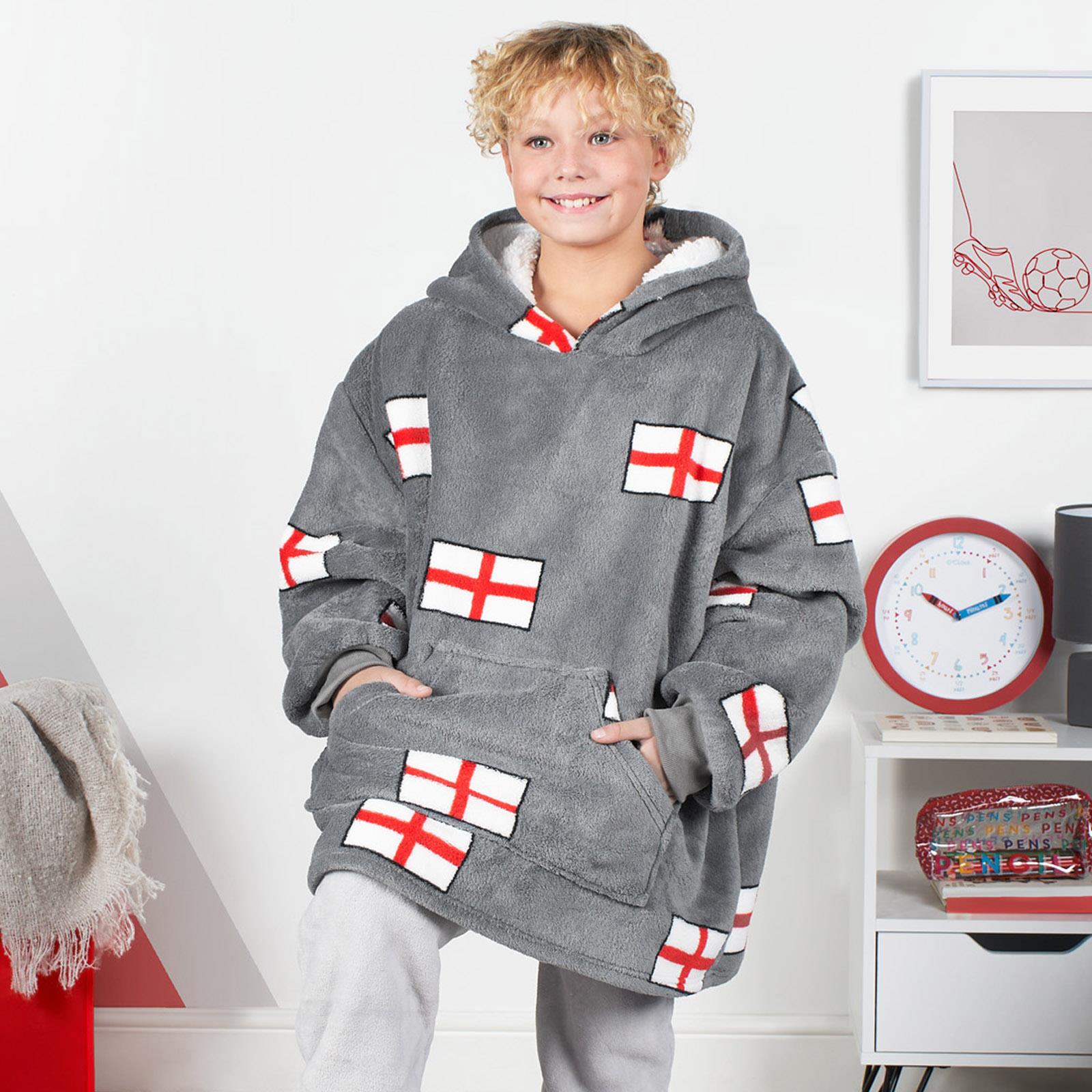 Kids Hoodie Blanket Oversized Sherpa Fleece Jumper Sweatshirt Soft Warm Throw - Picture 30 of 169