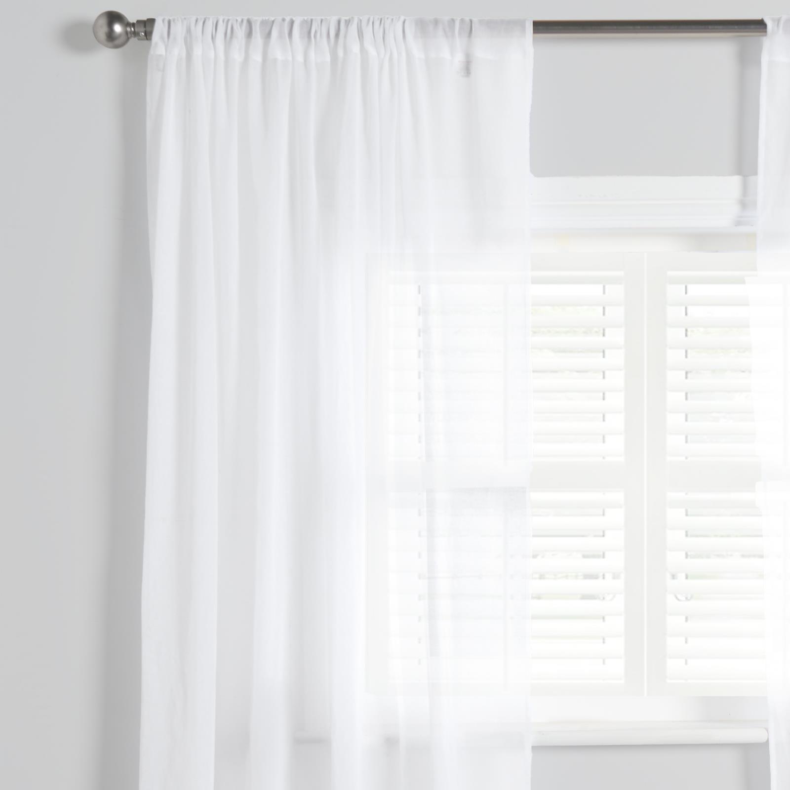 OHS Linen Look Voile Net Curtains 2 Panels Rod Slot Top Pair Home Set 55x87
