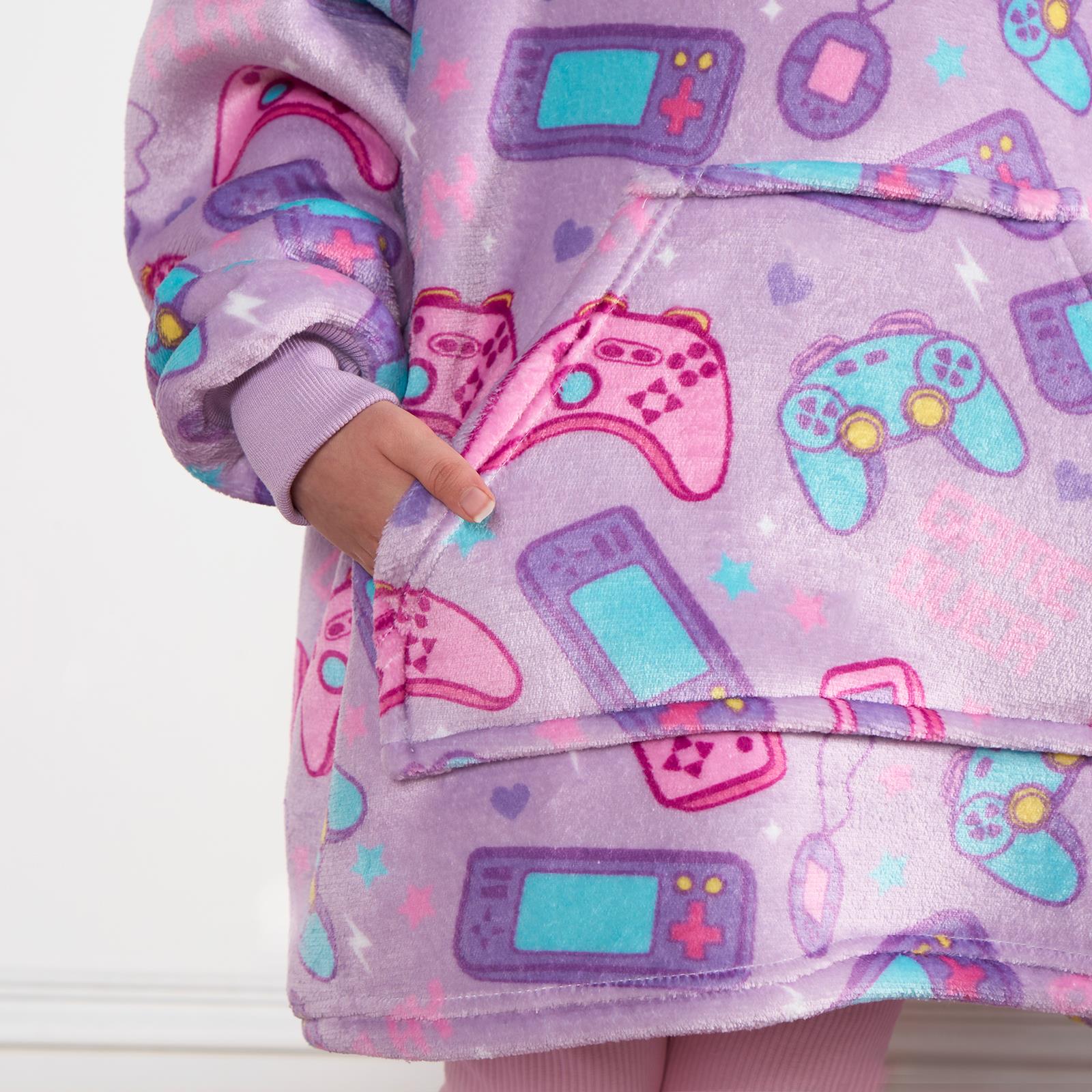 Kids Hoodie Blanket Oversized Sherpa Fleece Jumper Sweatshirt Soft Warm Throw - Picture 57 of 169