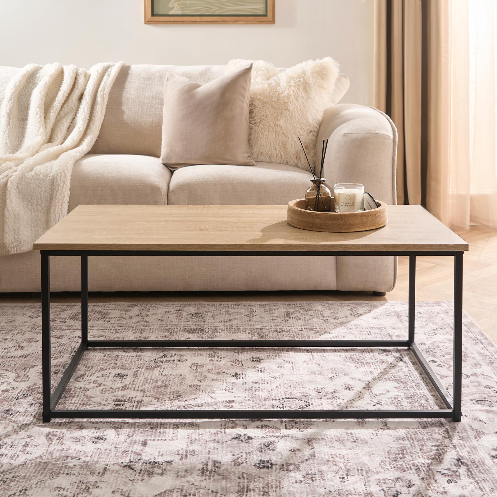 OHS Coffee Table Marble Bedside End Living Room Modern Metal Frame Home Decor