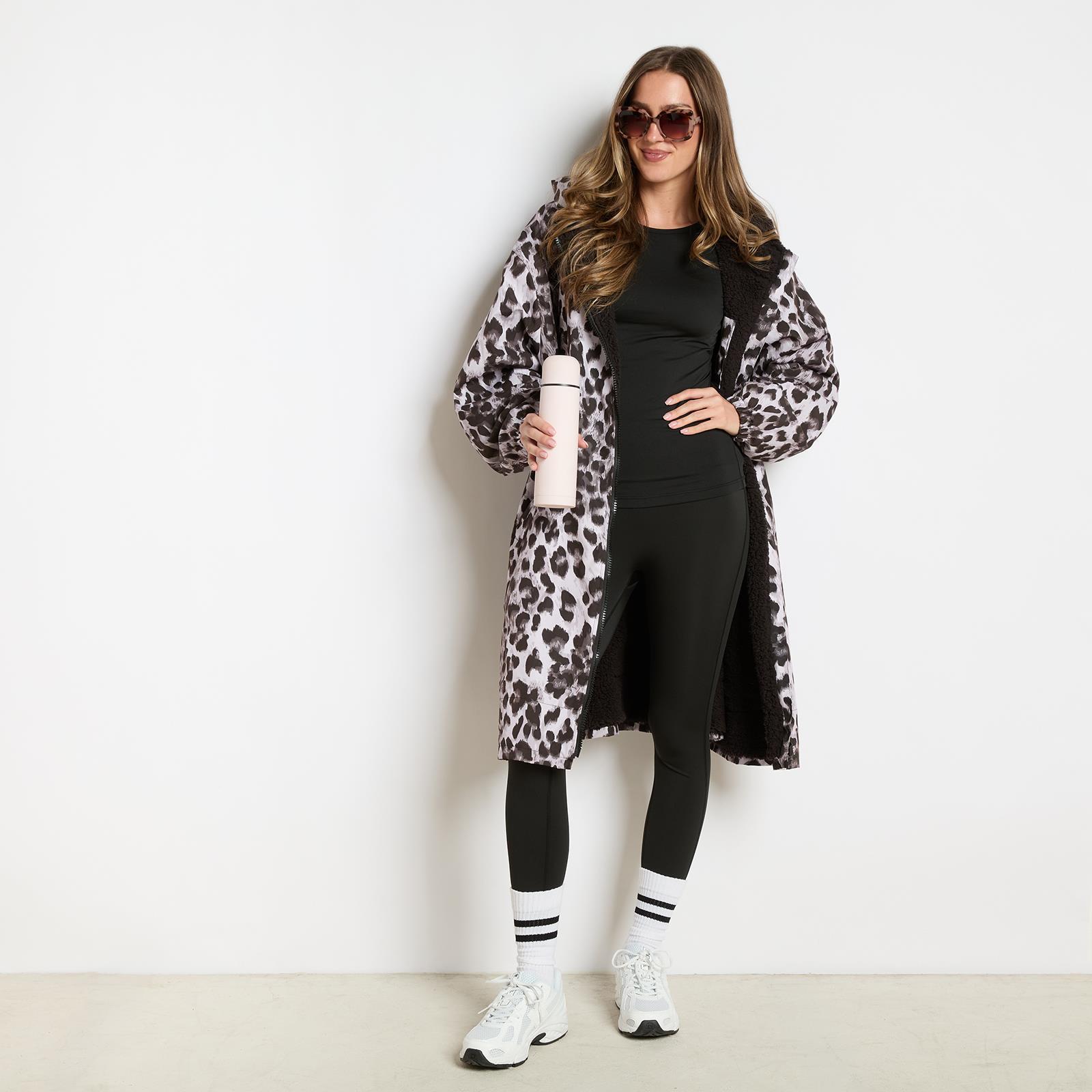 OHS Coat Drying Robe Animal Print Sherpa Lined Water Resistant Oversized