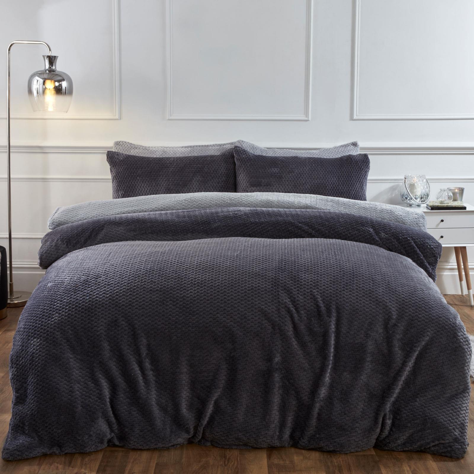 Brentfords Warm Waffle Fleece Duvet Cover with Pillowcase Soft Cosy