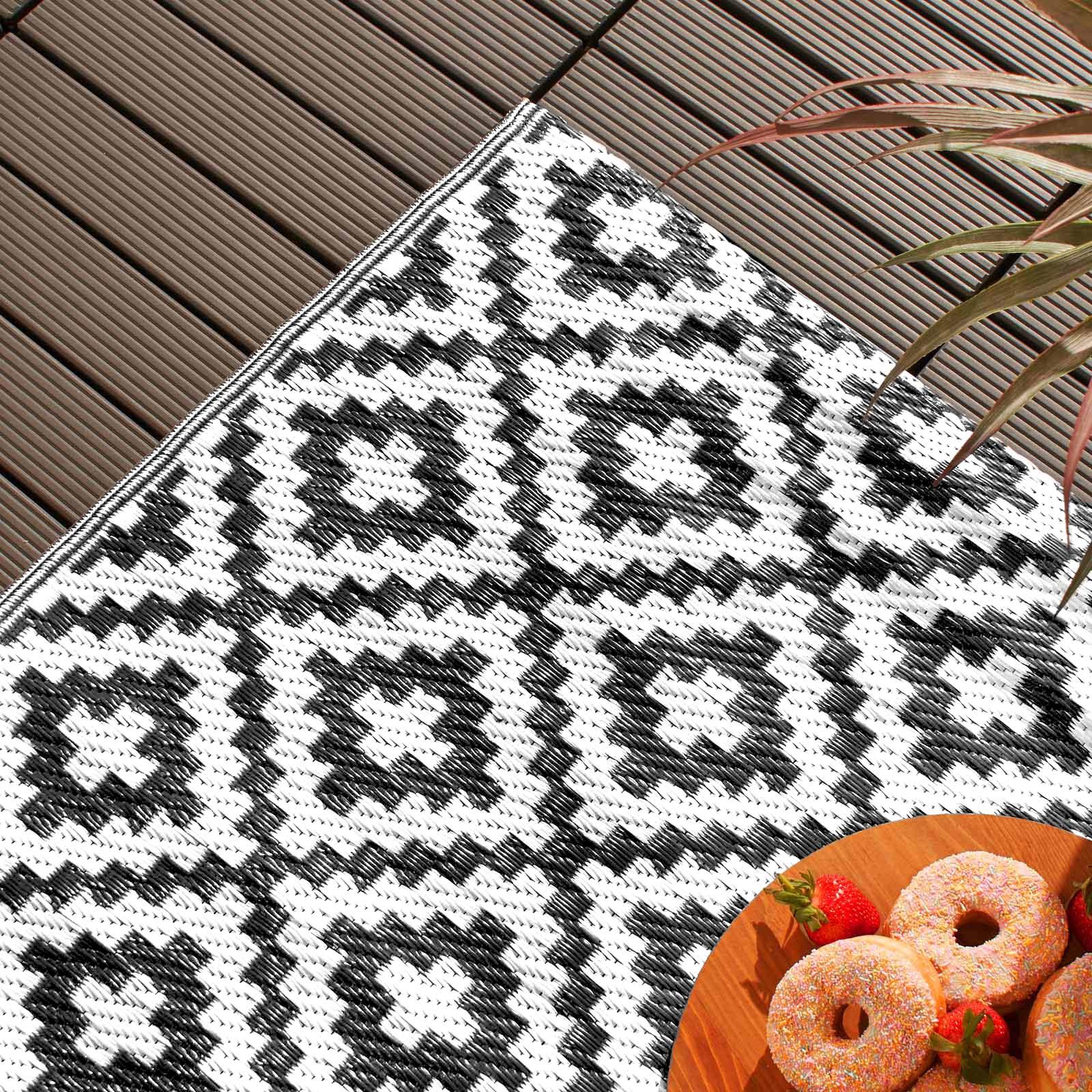 Outdoor Rug Garden Geometric Large Waterproof Patio Area Non Slip Deck Floor Mat