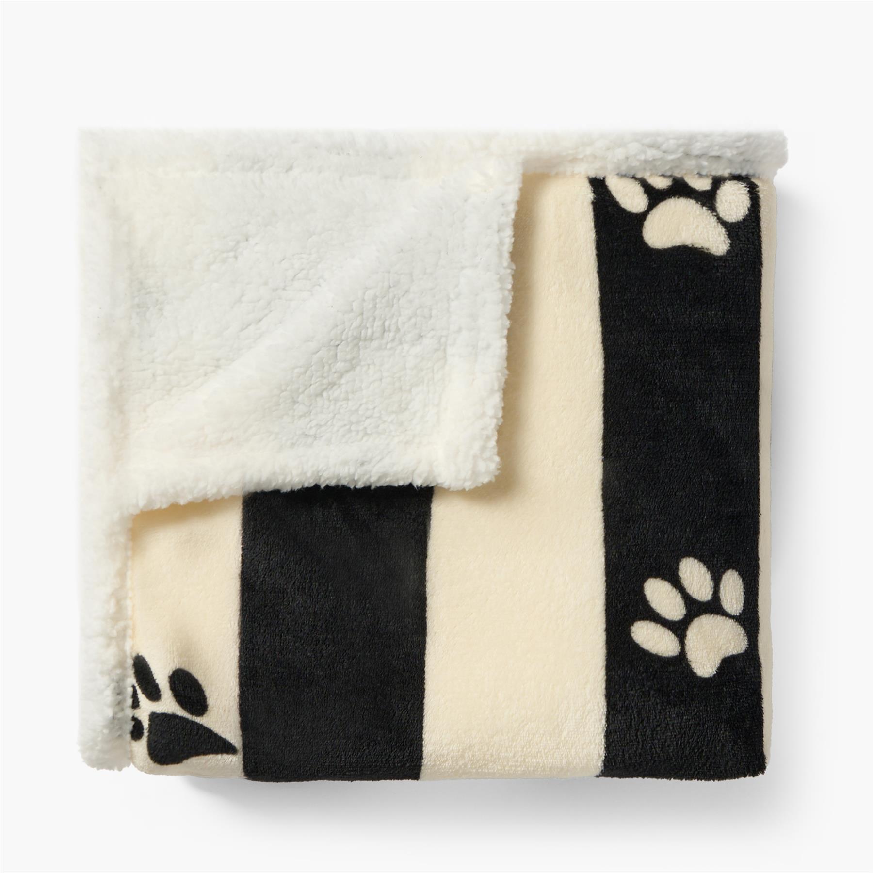 OHS Paw Pet Blanket Reversible Sherpa Fleece Dog Cats Thermal Calming Throw