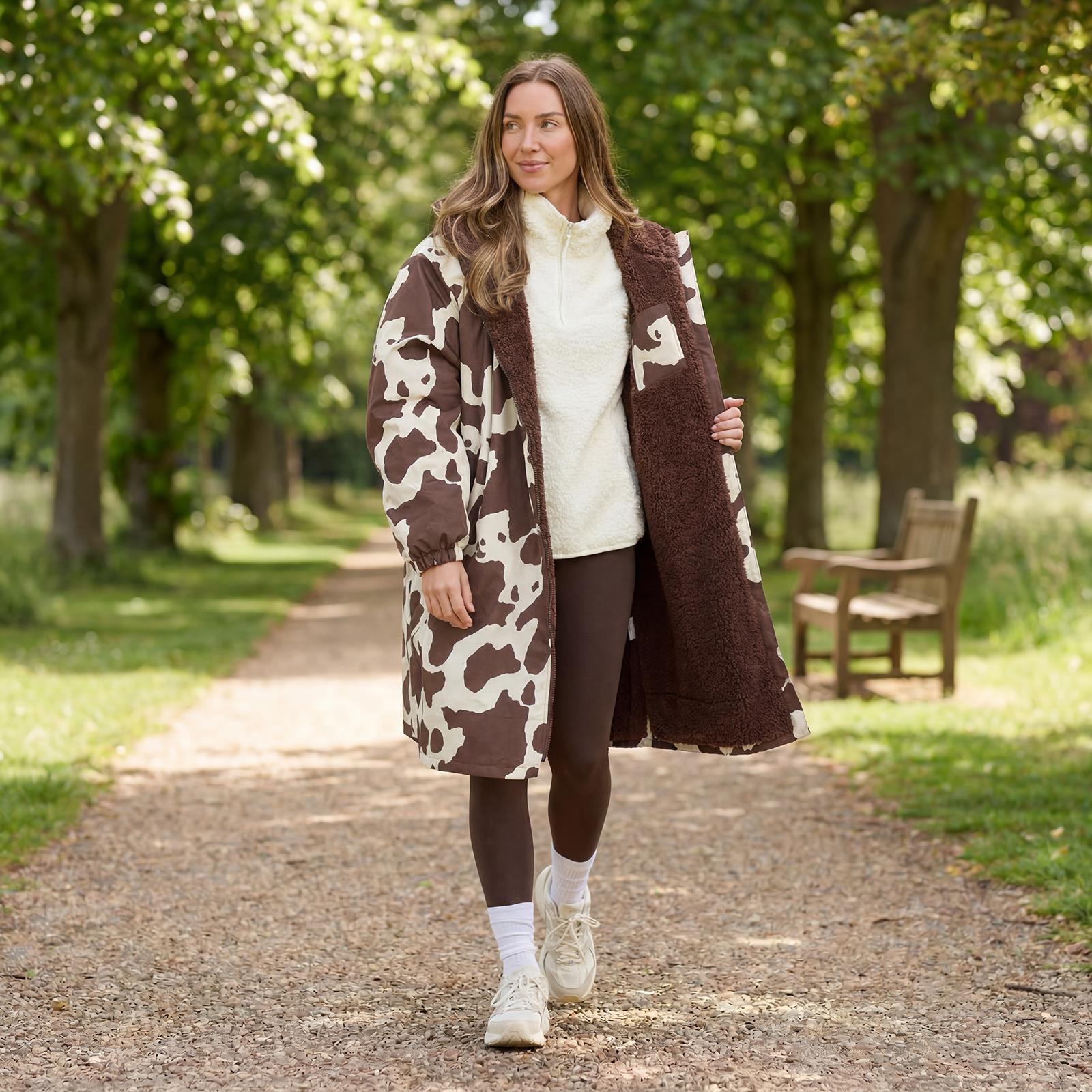 OHS Coat Drying Robe Animal Print Sherpa Lined Water Resistant Oversized
