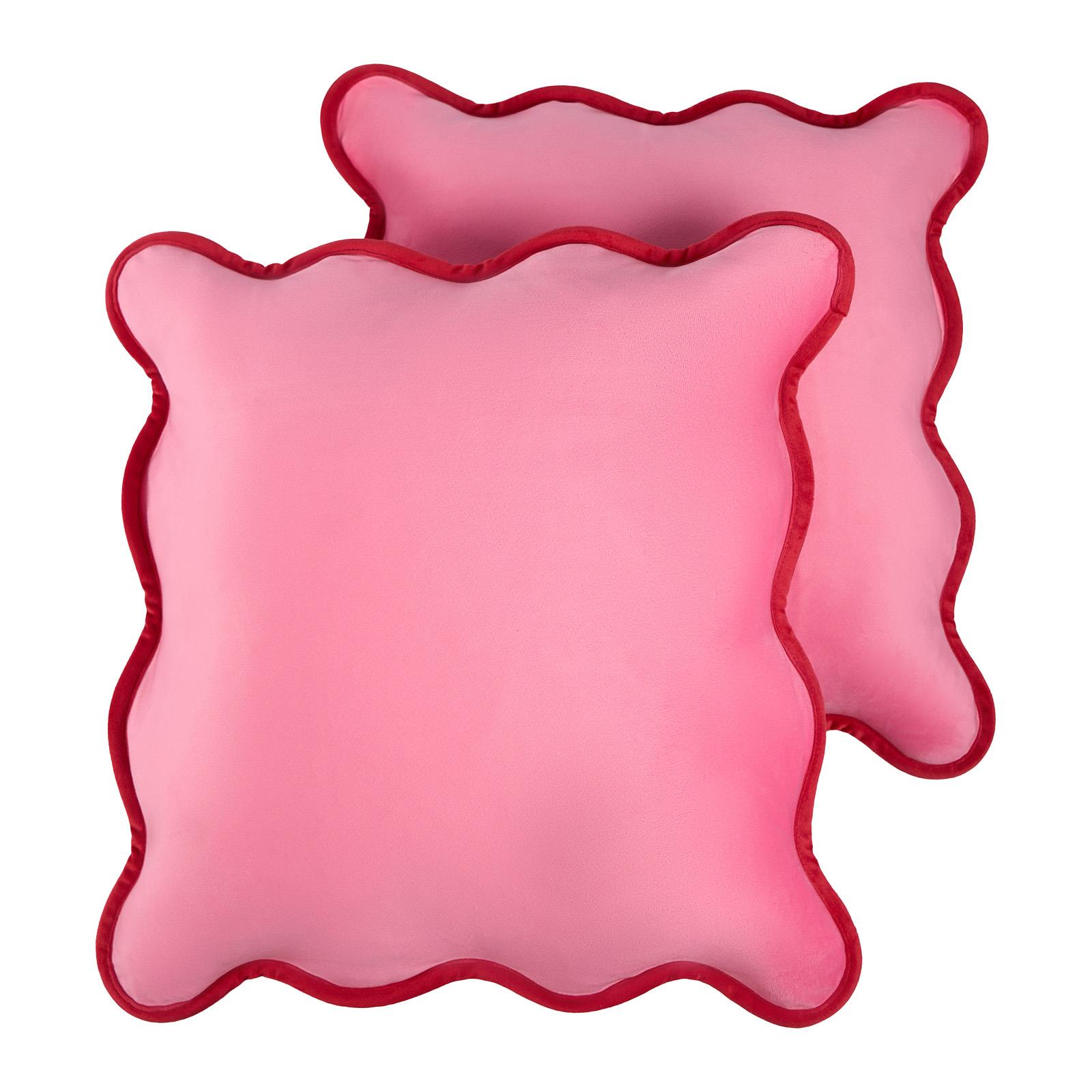 OHS Scallop Edge Cushion Covers Matte Velvet Square Pillowcases Filled Multipack