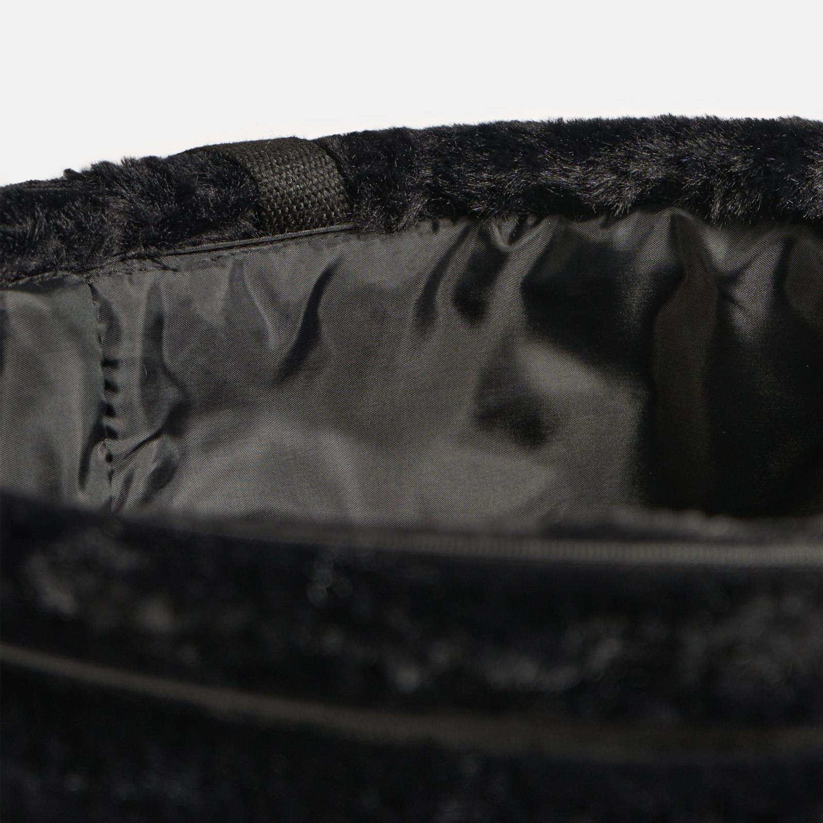 OHS Ribbed Laundry Basket Faux Fur Folding Hamper Bag Clothes Bin with Handles