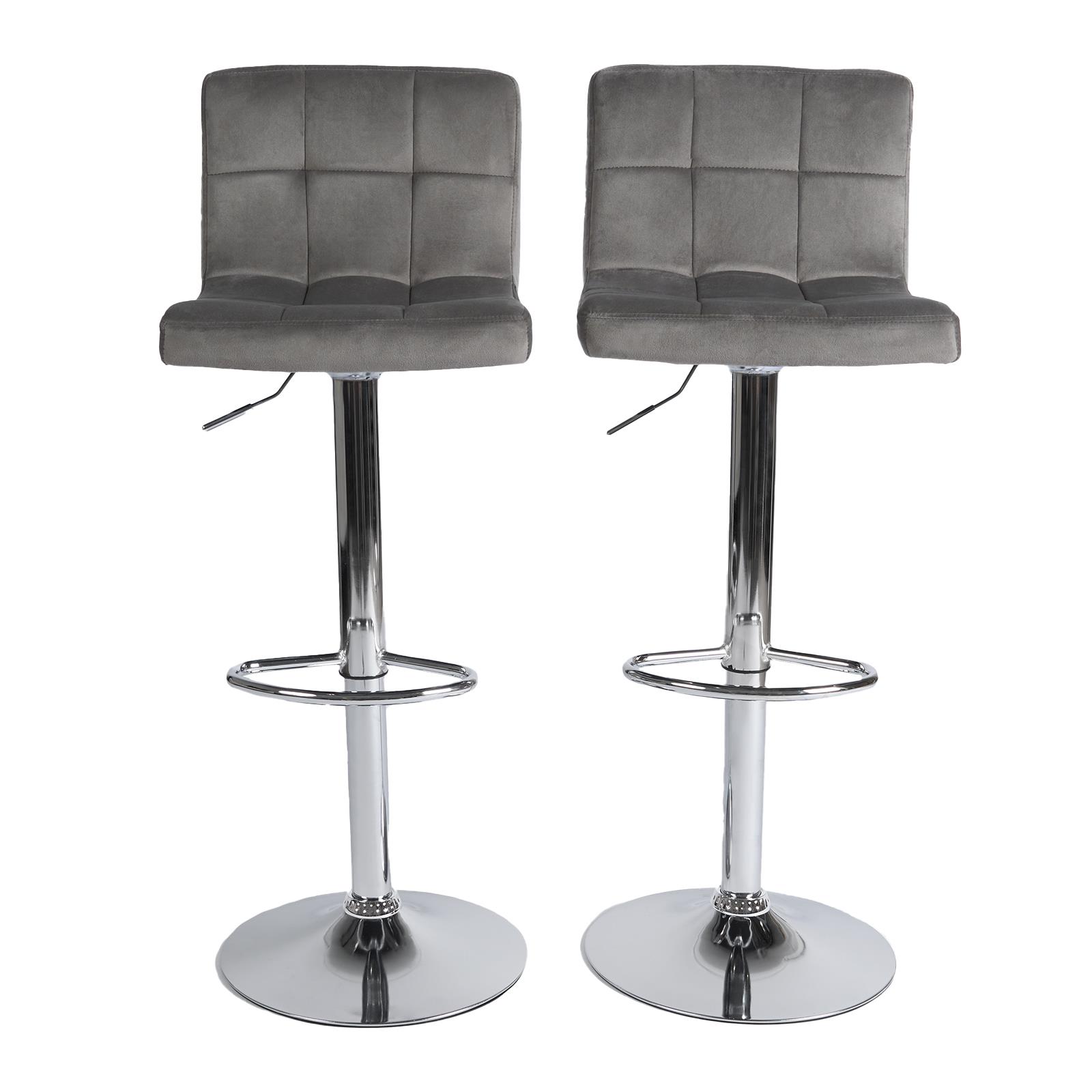 Adjustable Bar Stools x 2 Velvet Swivel Pub Seat Kitchen Breakfast Counter Chair - Picture 32 of 47